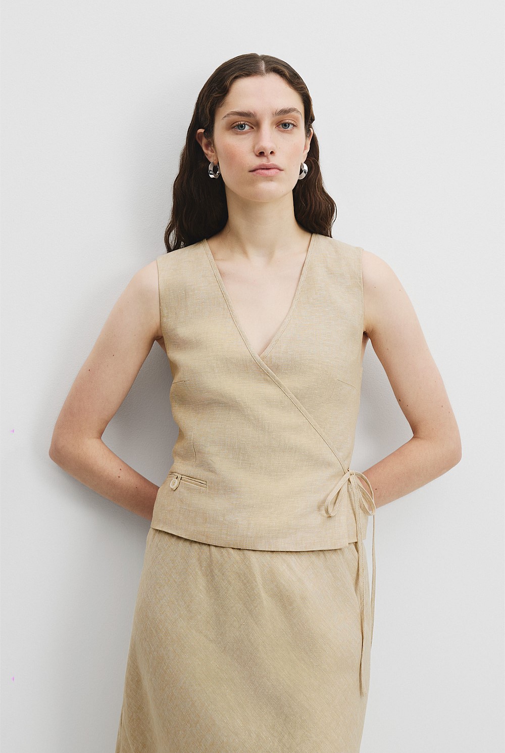 Organically Grown Linen Wrap Vest Top