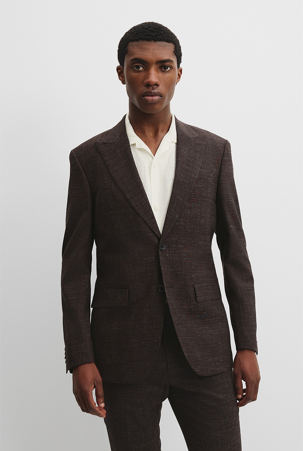 Slim Fit Wool Linen Stretch Blazer