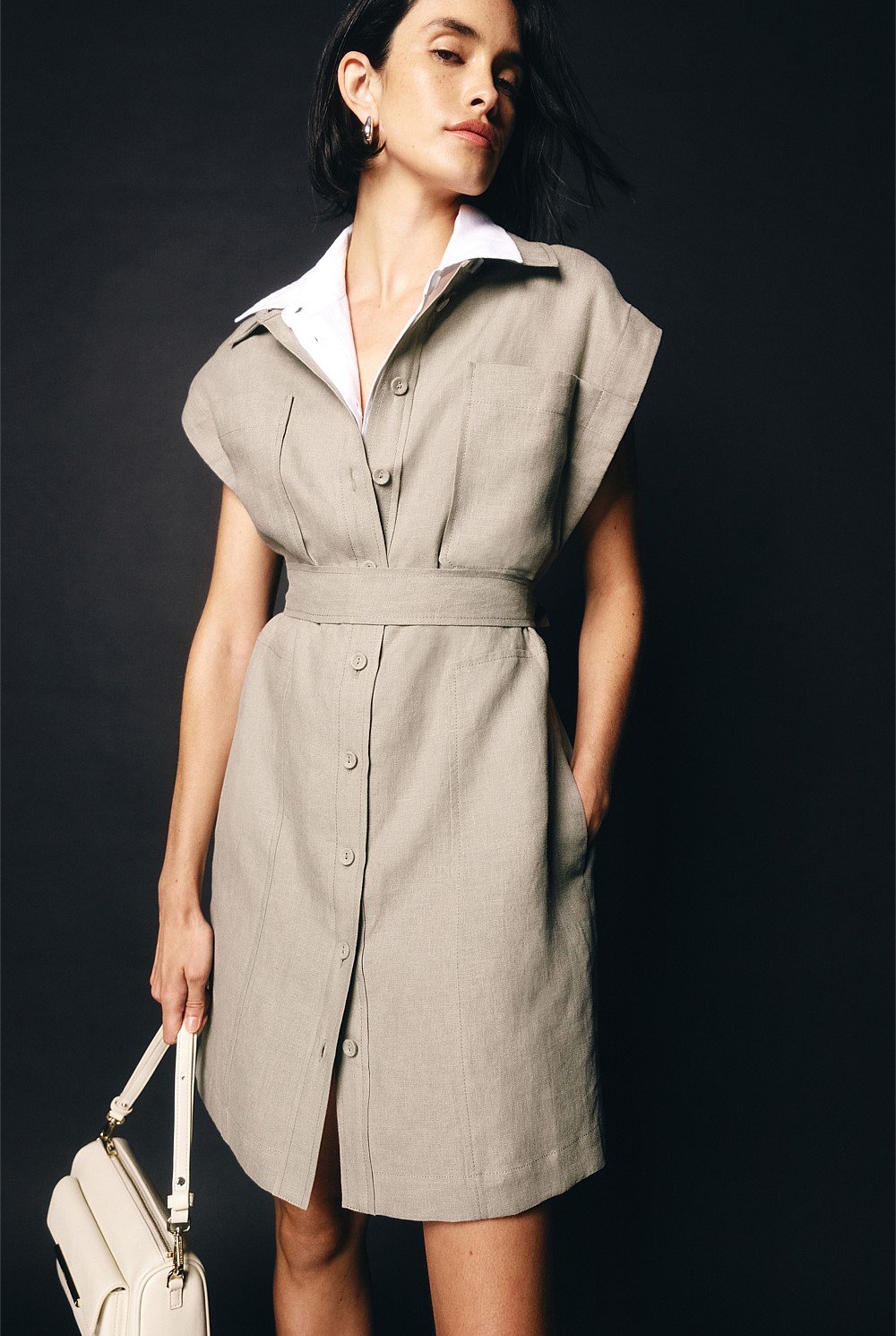 Organically Grown Linen Pocket Detail Dress