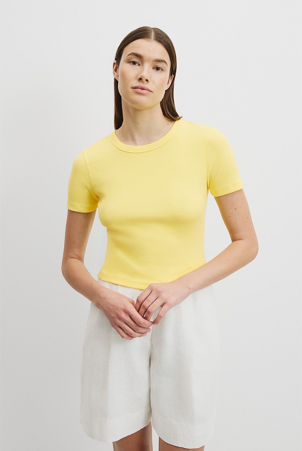 Australian Cotton Blend Crop Rib T-Shirt