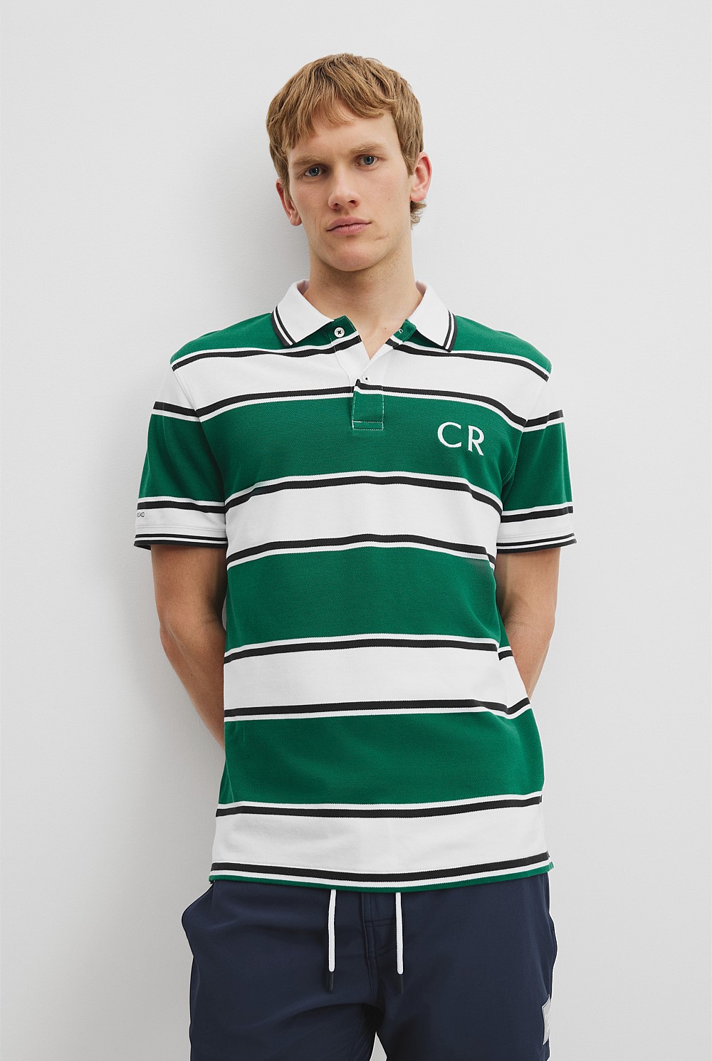 Australian Cotton CR Logo Stripe Pique Polo