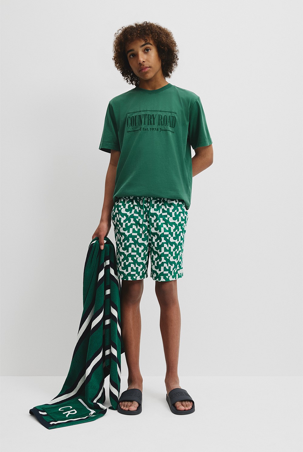 Teen Recycled Blend Spliced Geometric Board Short