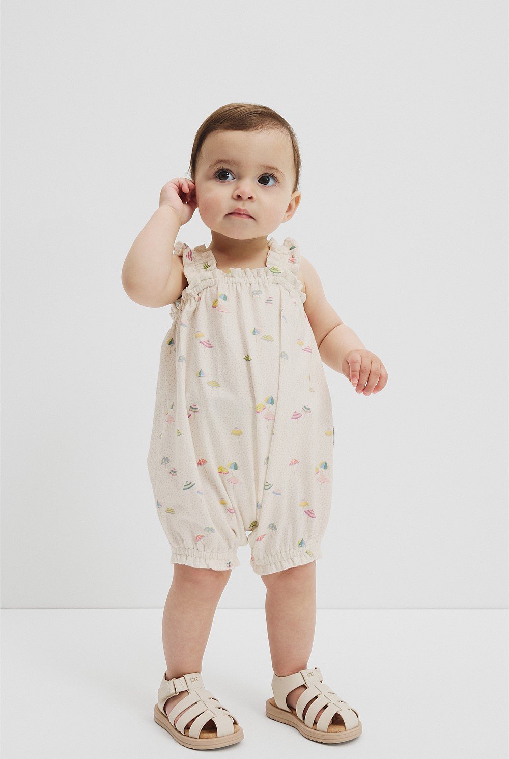 GOTS-Certified Organic Frill Strap Romper