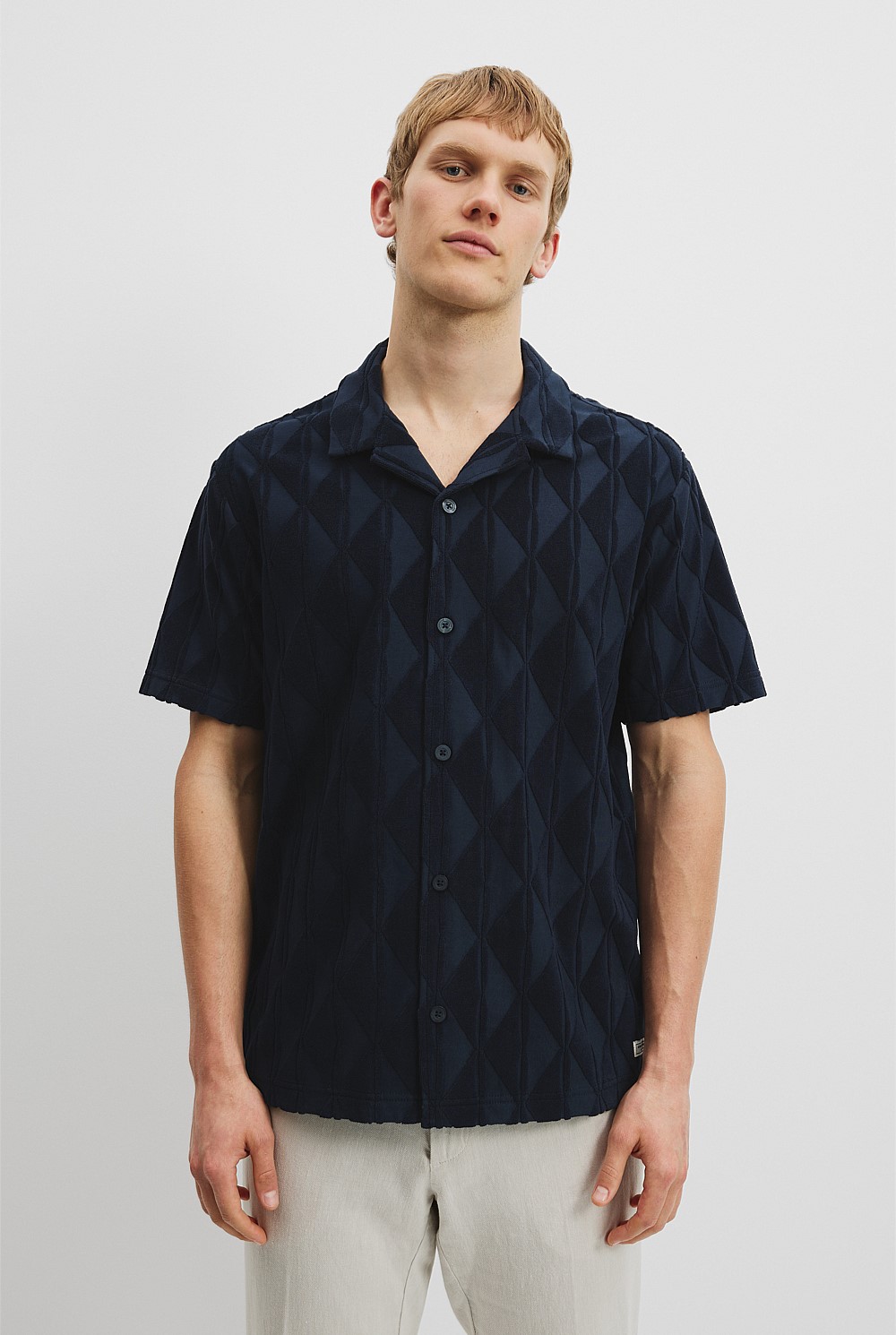 Short Sleeve Australian Cotton Blend Tile Terry Shirt