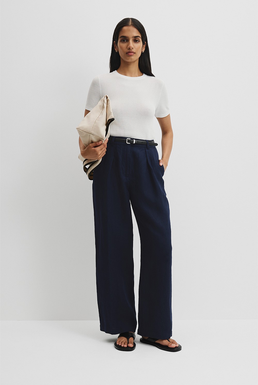 Organically Grown Linen Tuck Front Pant