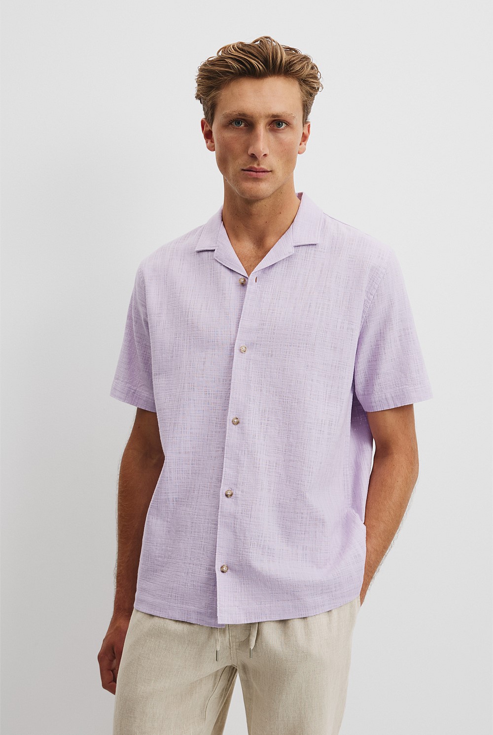 Short Sleeve Cotton Slub Shirt