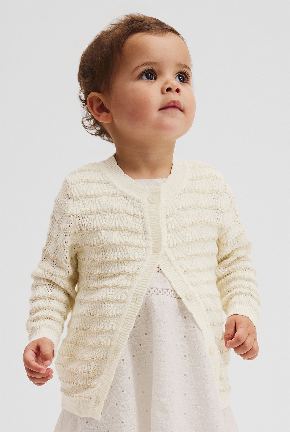 Organically Grown Cotton Crochet Knit Cardigan