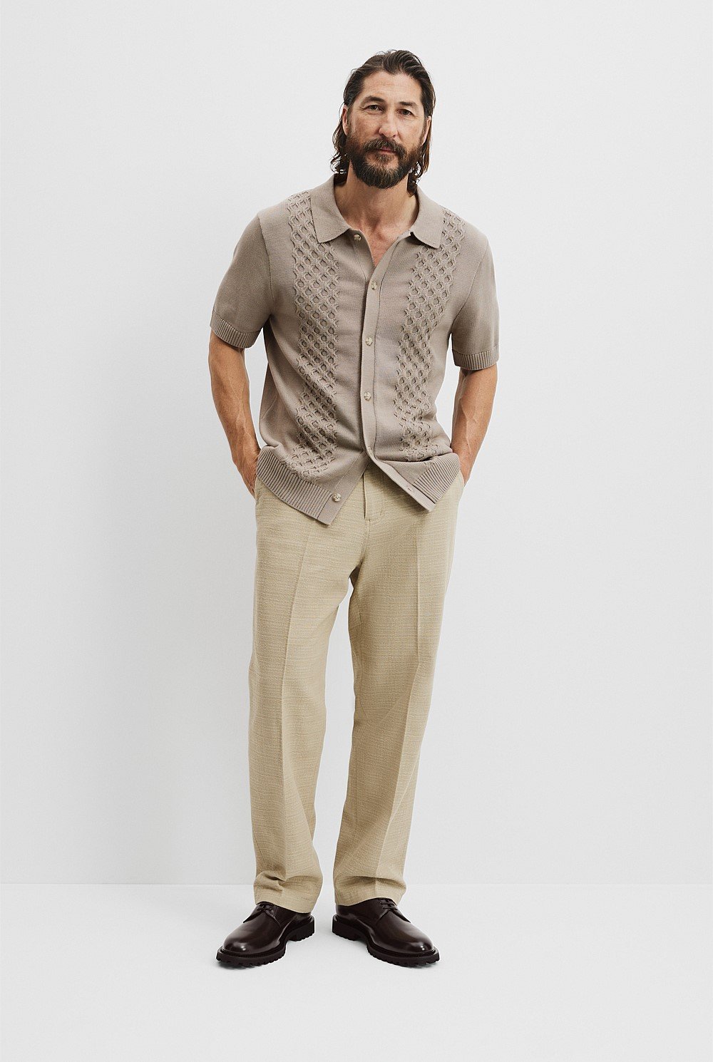 Australian Cotton Cable Panel Knit Shirt