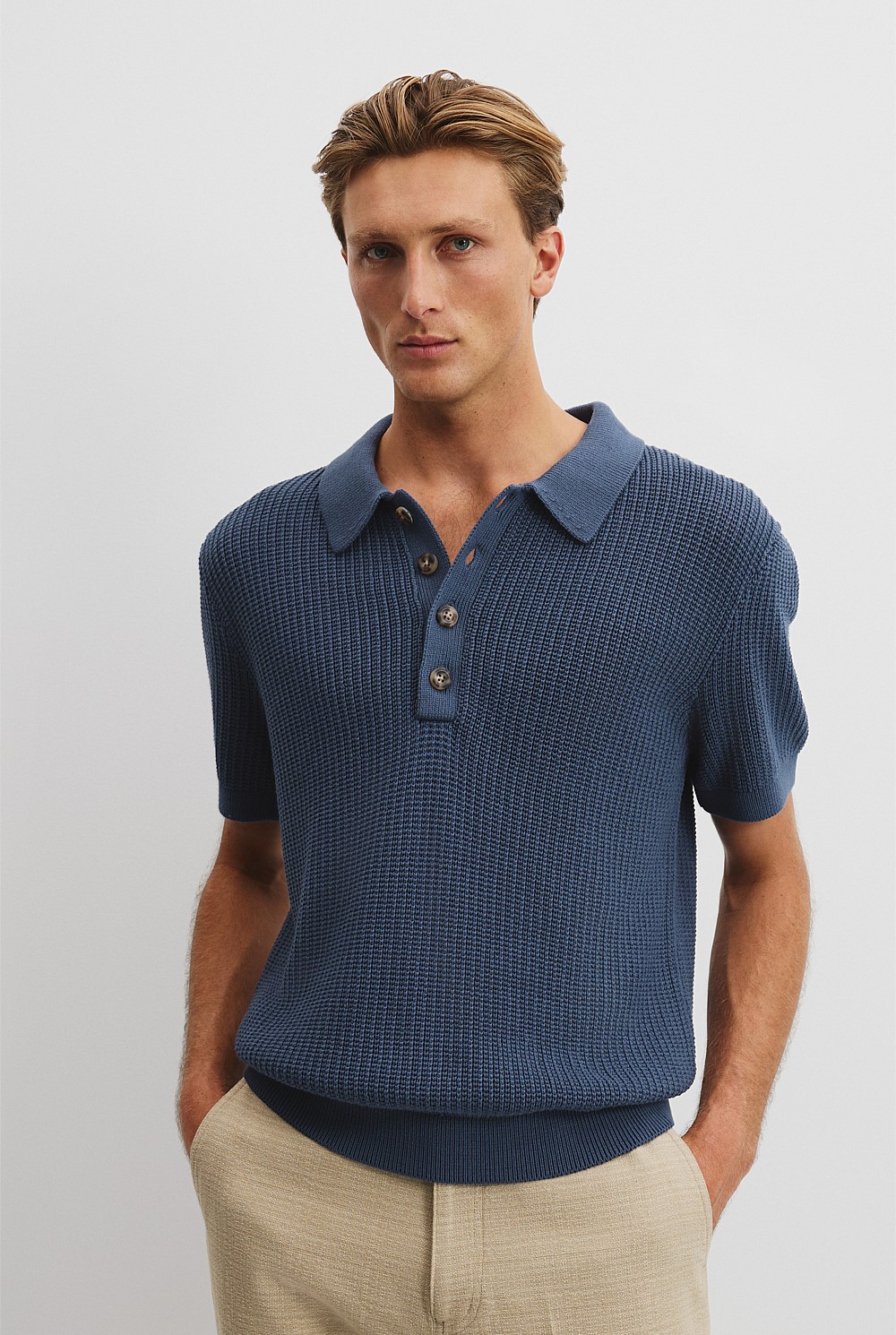 Australian Cotton Oversized Textured Knit Polo