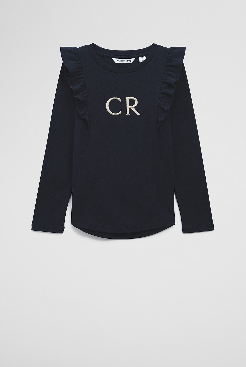 Australian Cotton Long Sleeve Logo Frill T-Shirt