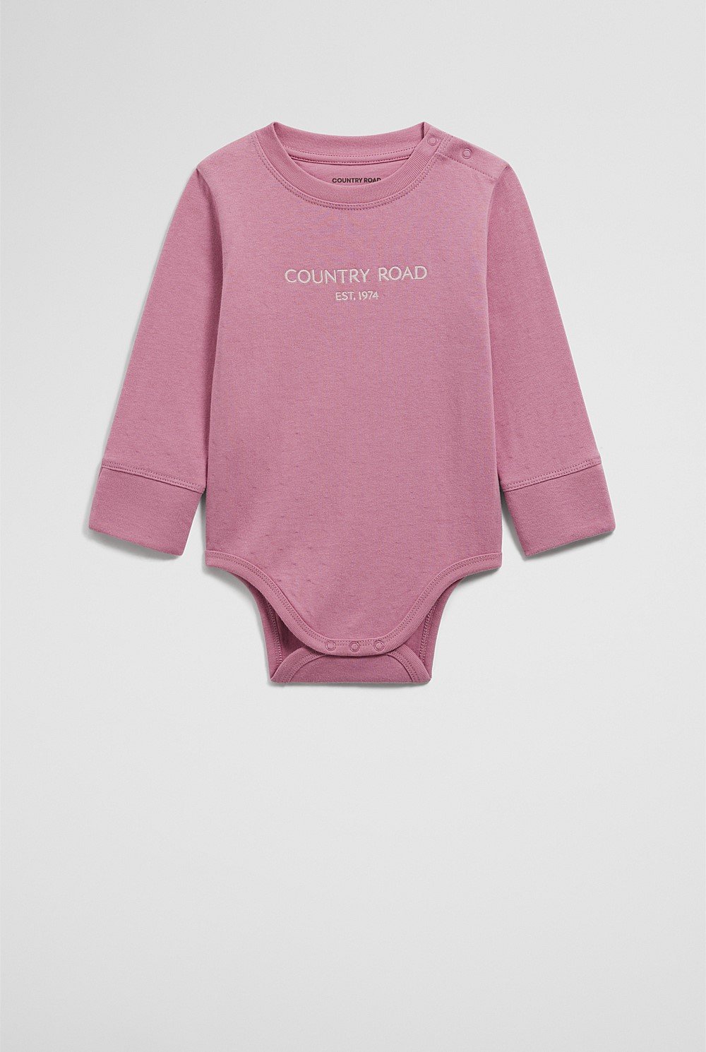 Organically Grown Cotton Contrast Logo Long Sleeve Bodysuit