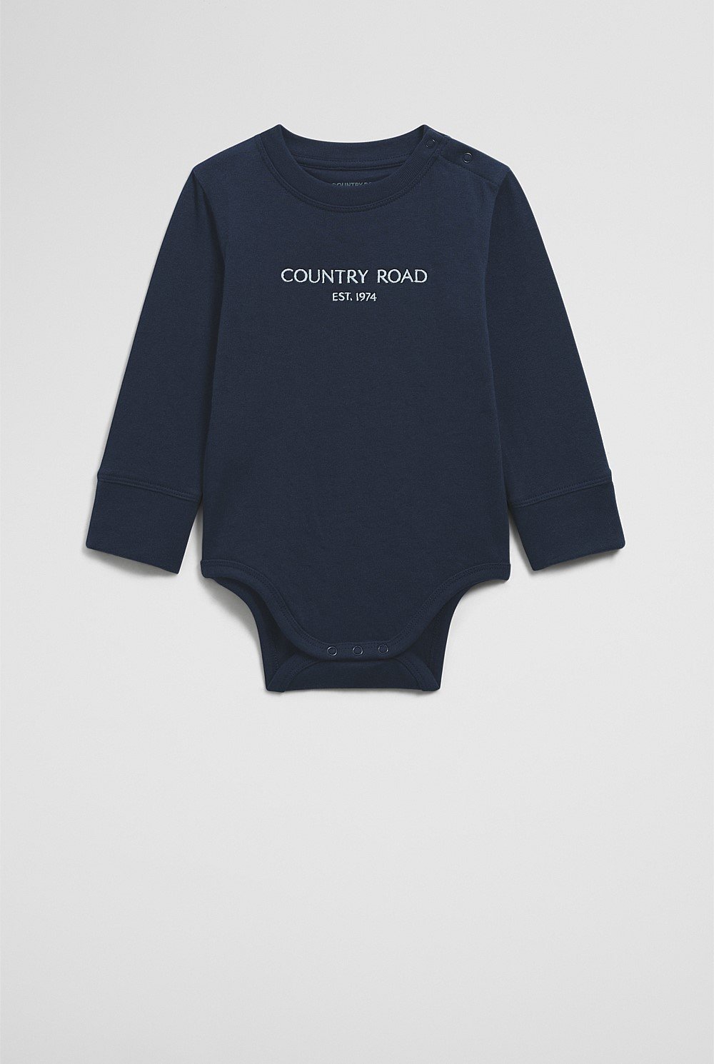 Organically Grown Cotton Contrast Logo Long Sleeve Bodysuit