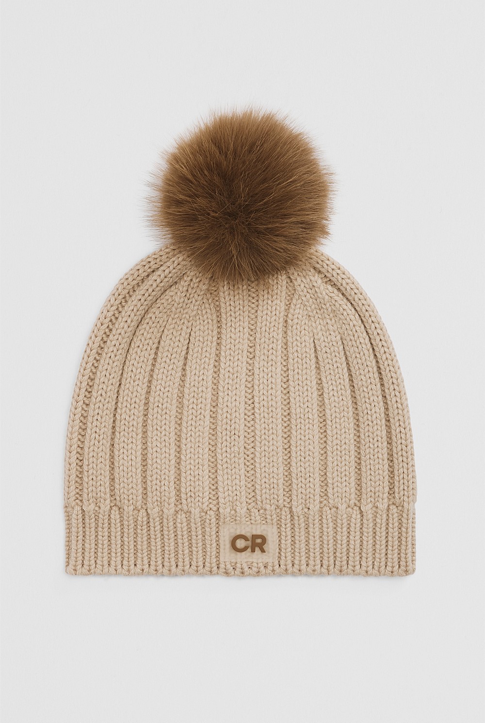 Organically Grown Cotton Blend Pom Pom Rib Beanie