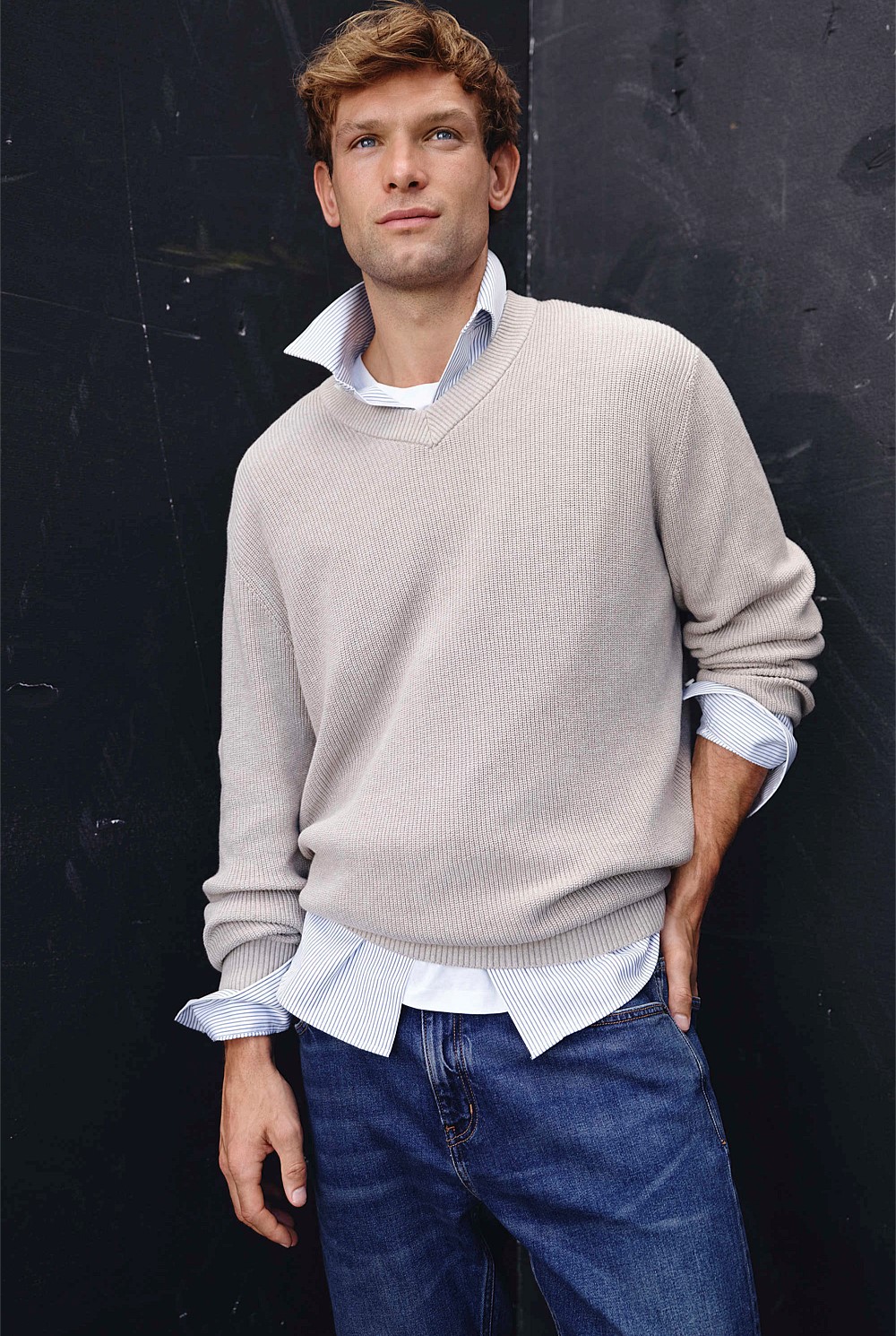 Australian Cotton V-Neck Knit