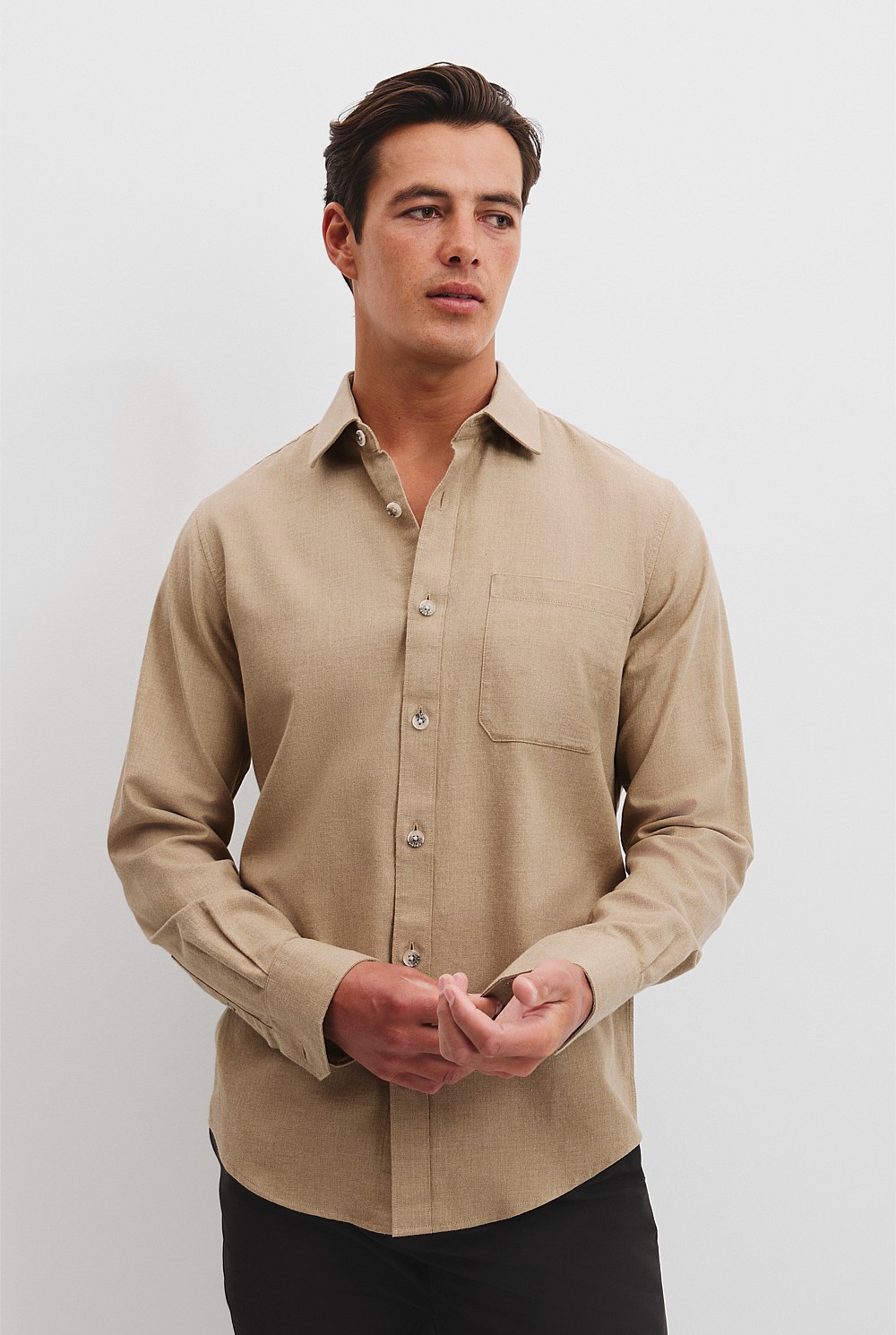 Regular Fit Brushed Good Earth Cotton Twill Shirt