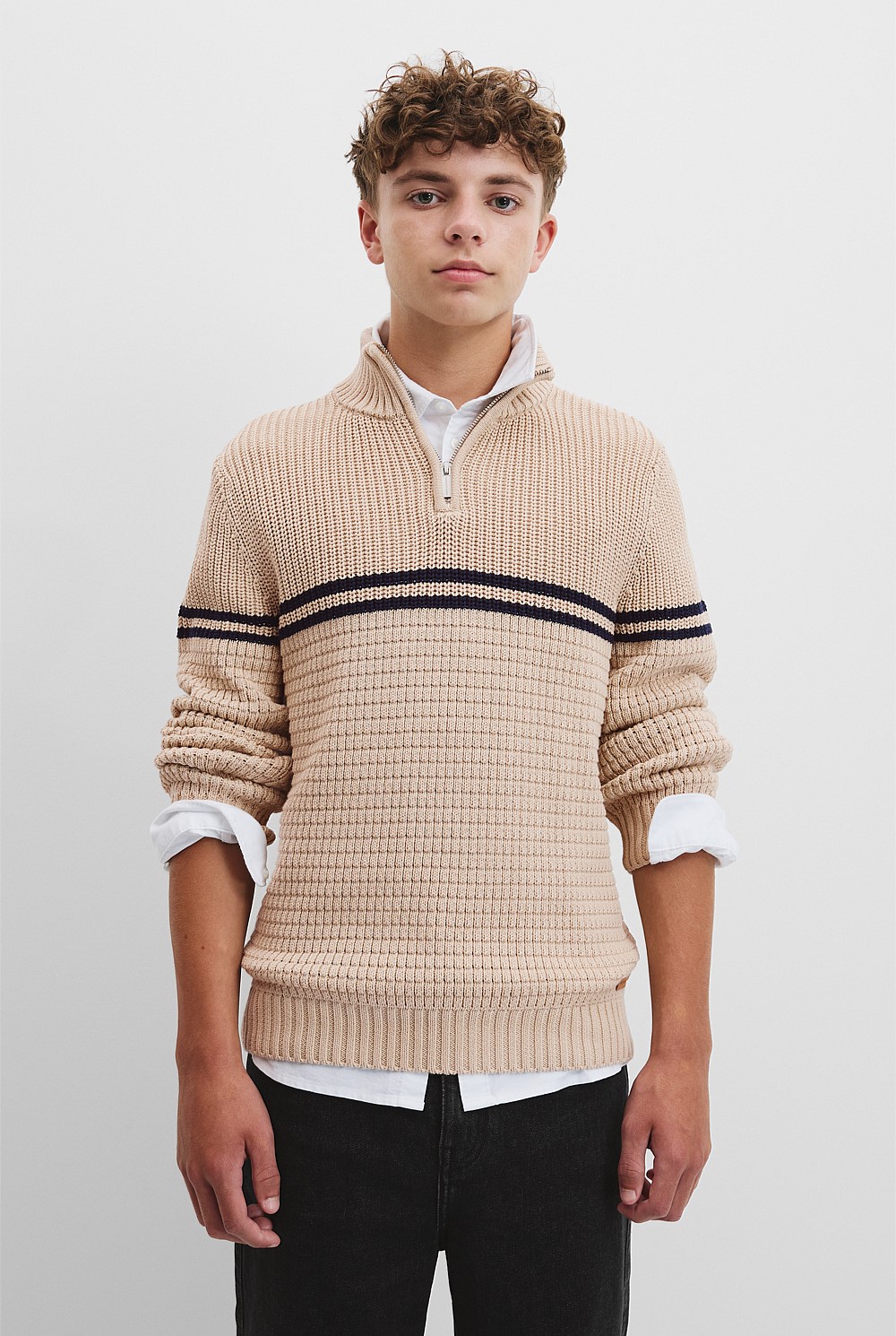 Teen Australian Cotton Half Zip Knit