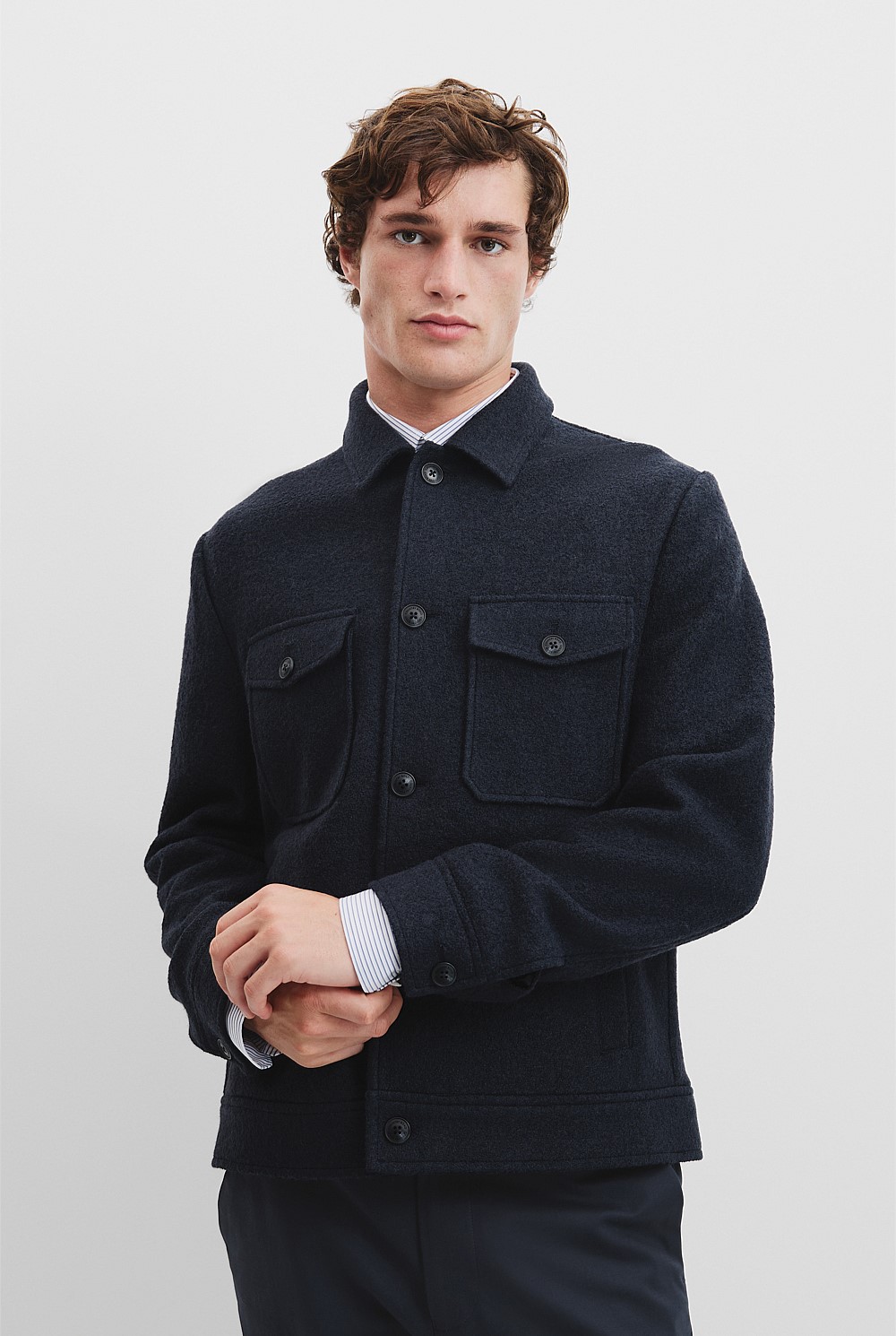 Textured Button Through Jacket