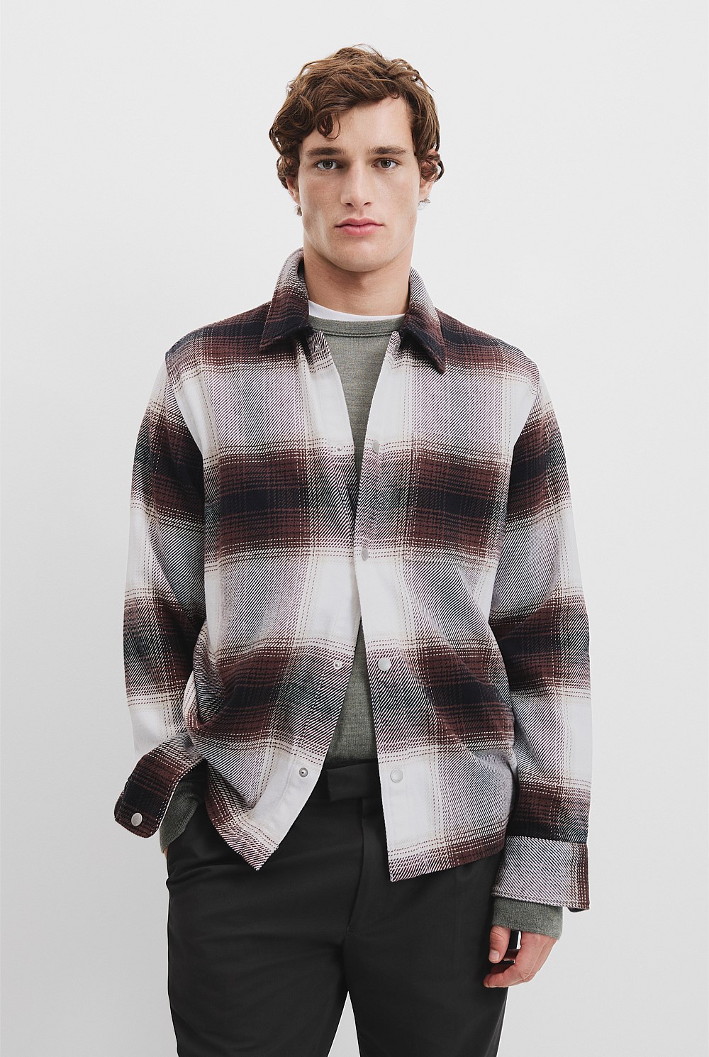 Organically Grown Cotton Brushed Check Overshirt