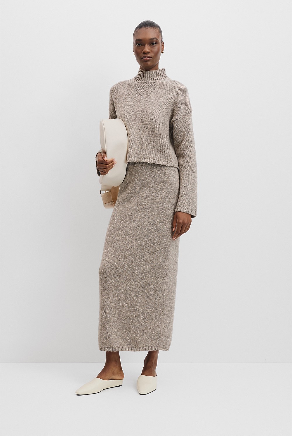 Melange Knit Mock Knit