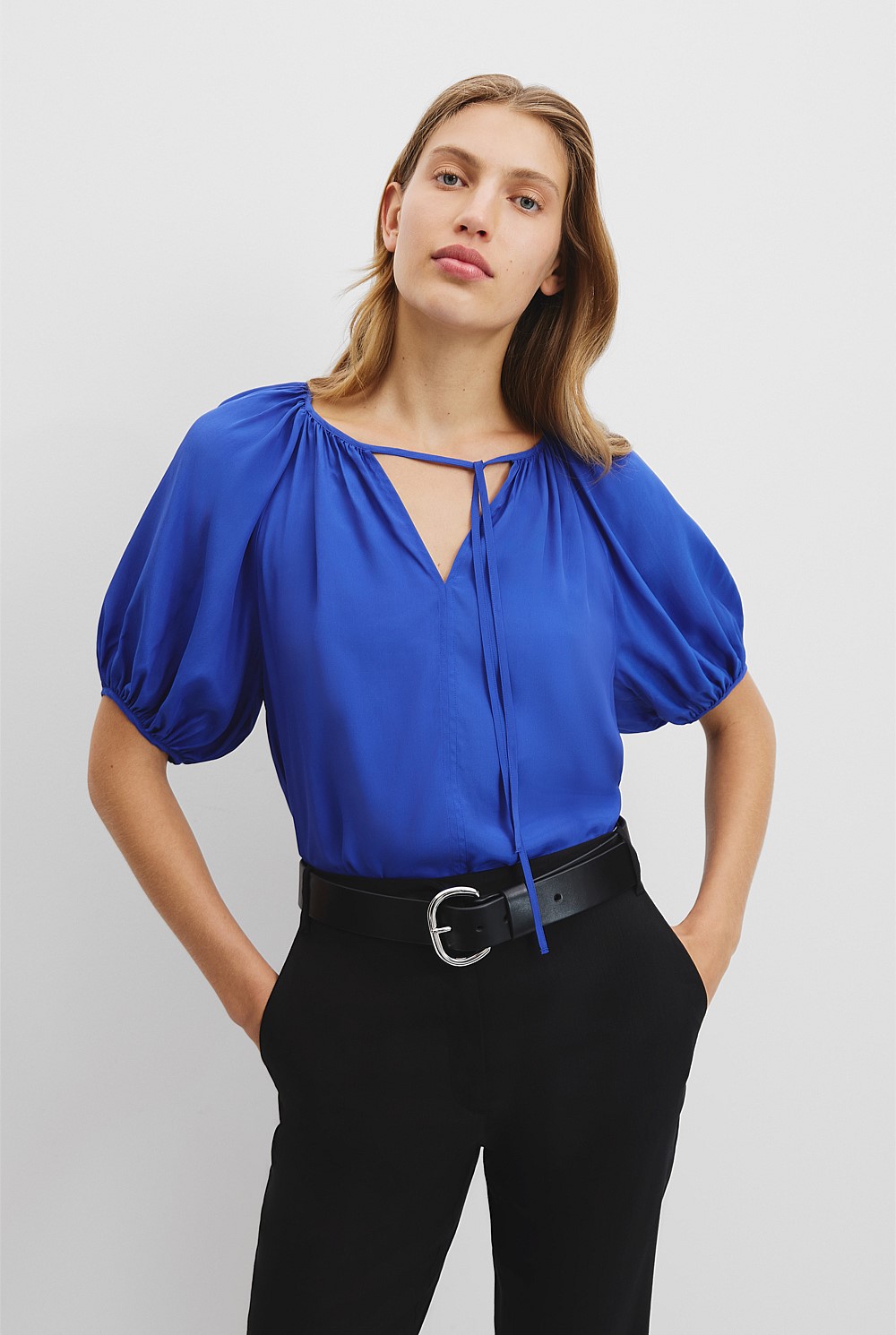 Gathered Short Sleeve Popover