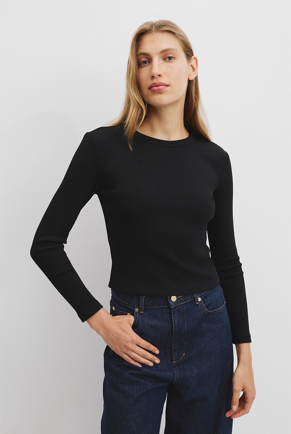 Long Sleeve Fitted Rib Top