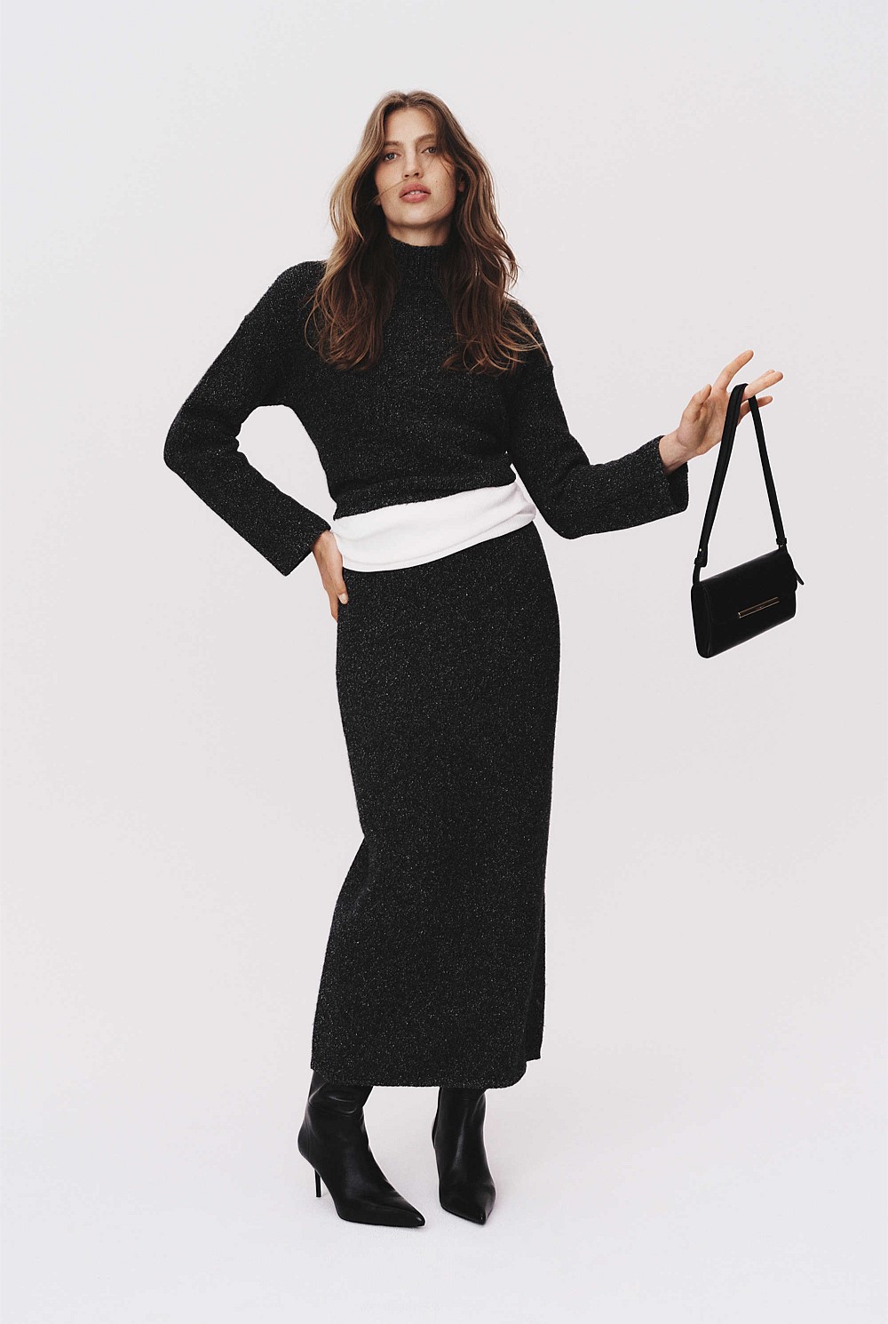 Melange Knit Mock Knit
