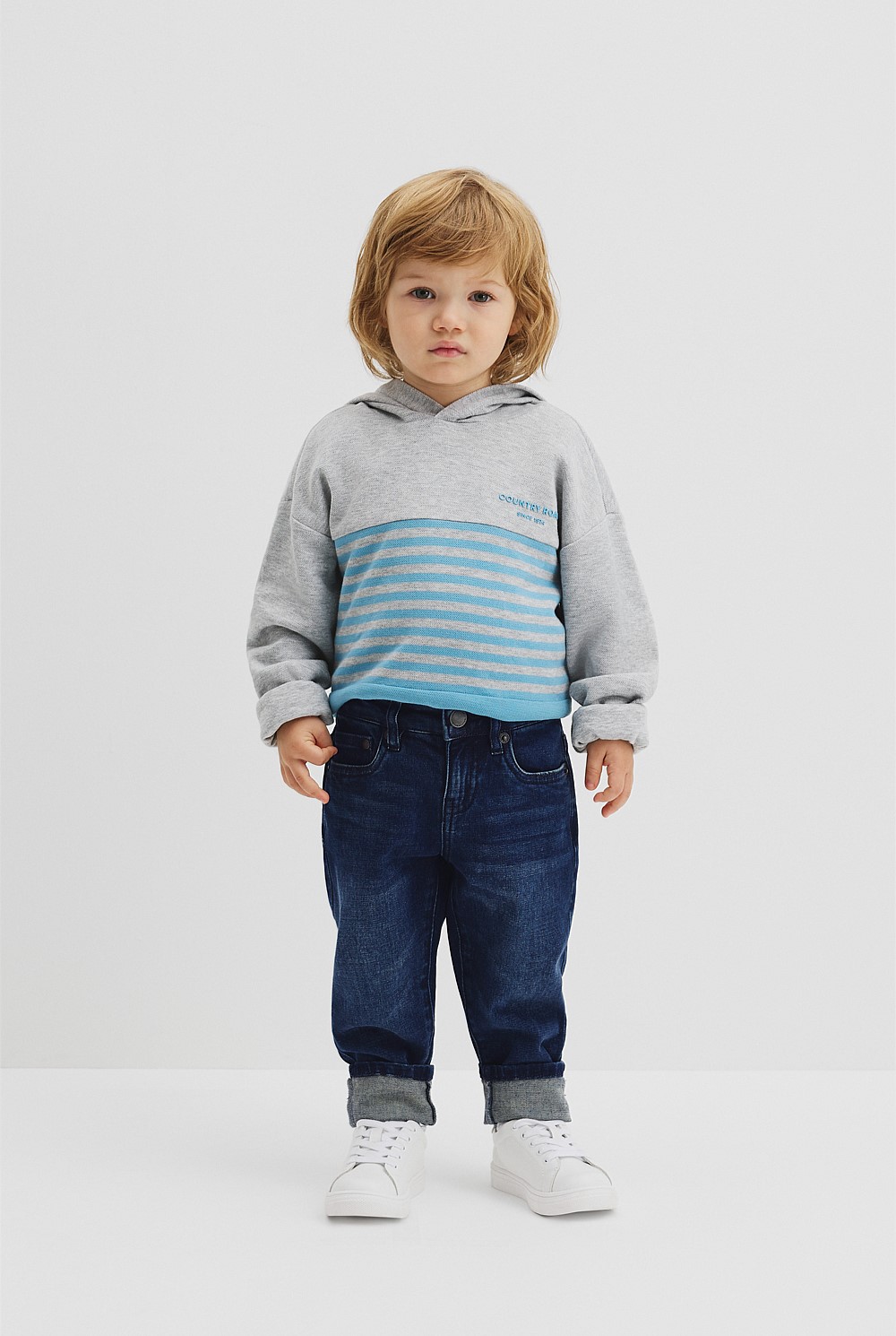 Organically Grown Cotton Hooded Block Stripe T-Shirt