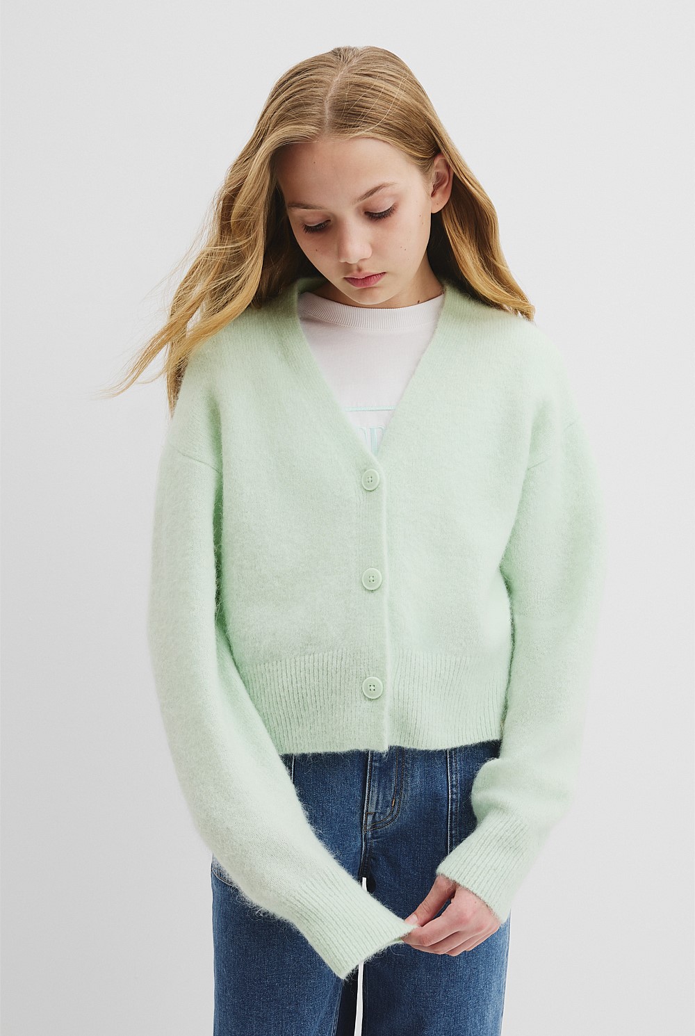Teen Fluffy Knit Cardigan