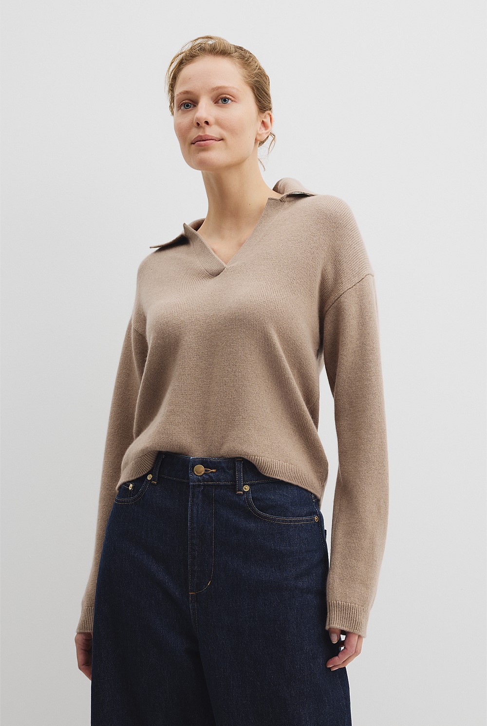 Wool Cashmere Collared Knit Sweater