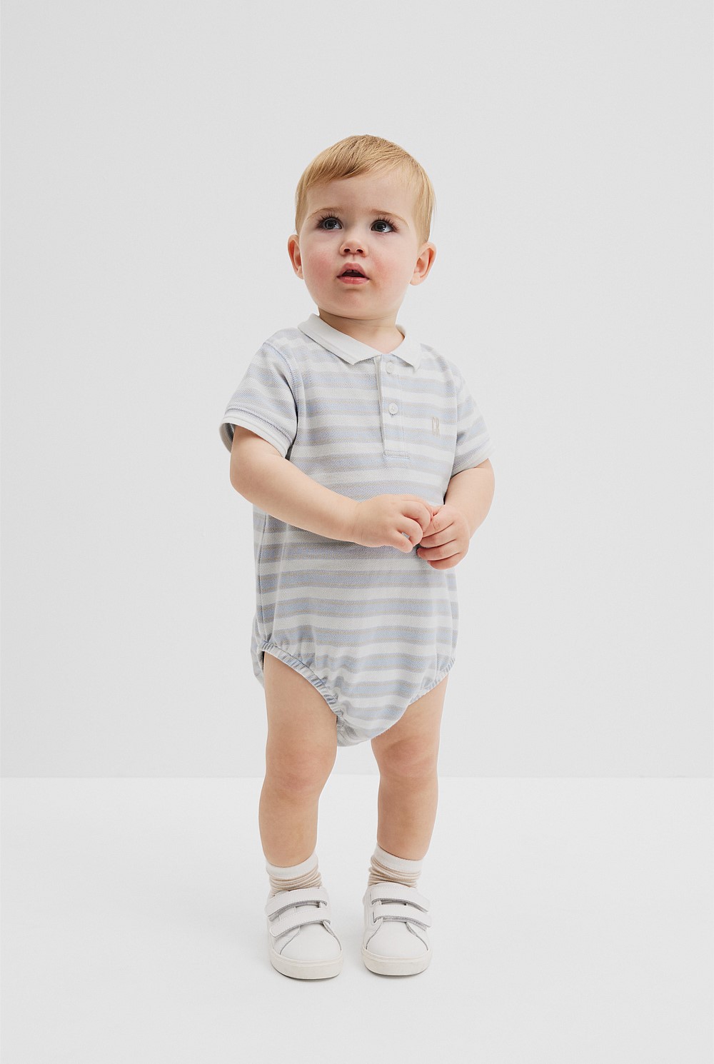 Organically Grown Cotton Stripe Polo Bodysuit