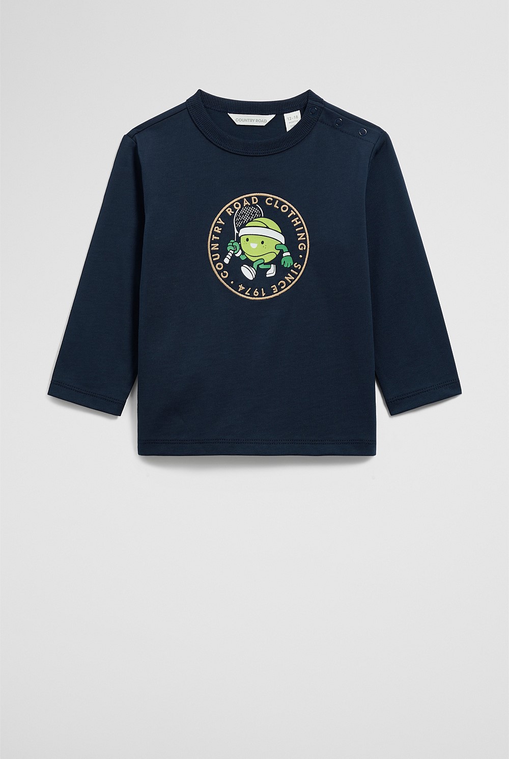 Organically Grown Cotton Long Sleeve Tennis Mascot T-Shirt