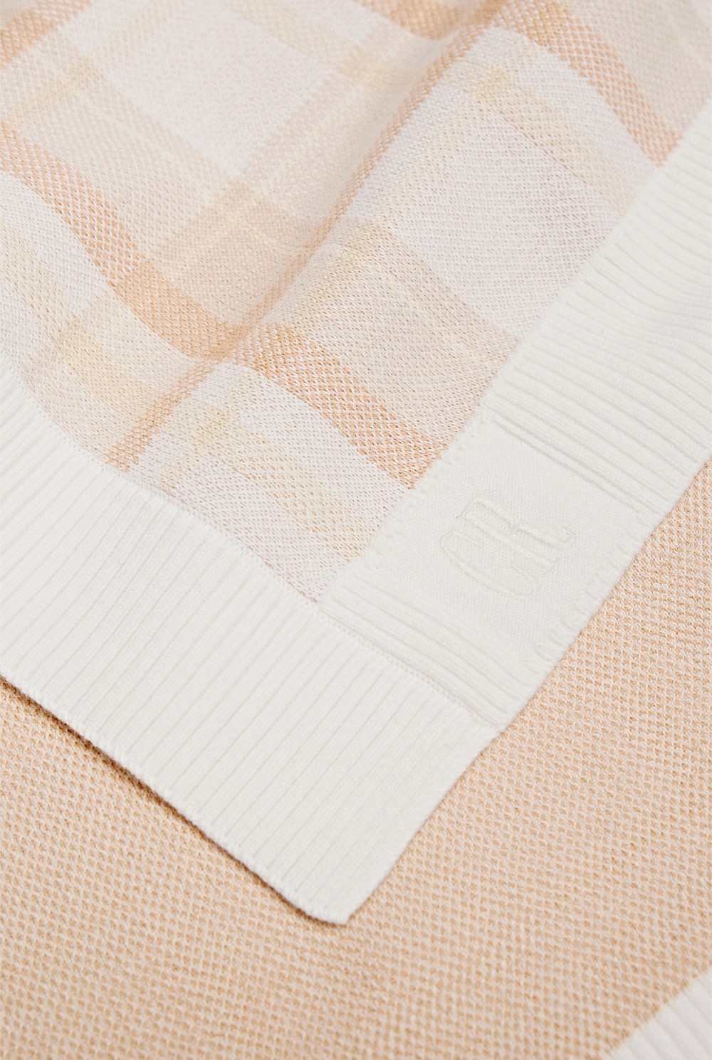 Organically Grown Cotton Check Knit Blanket