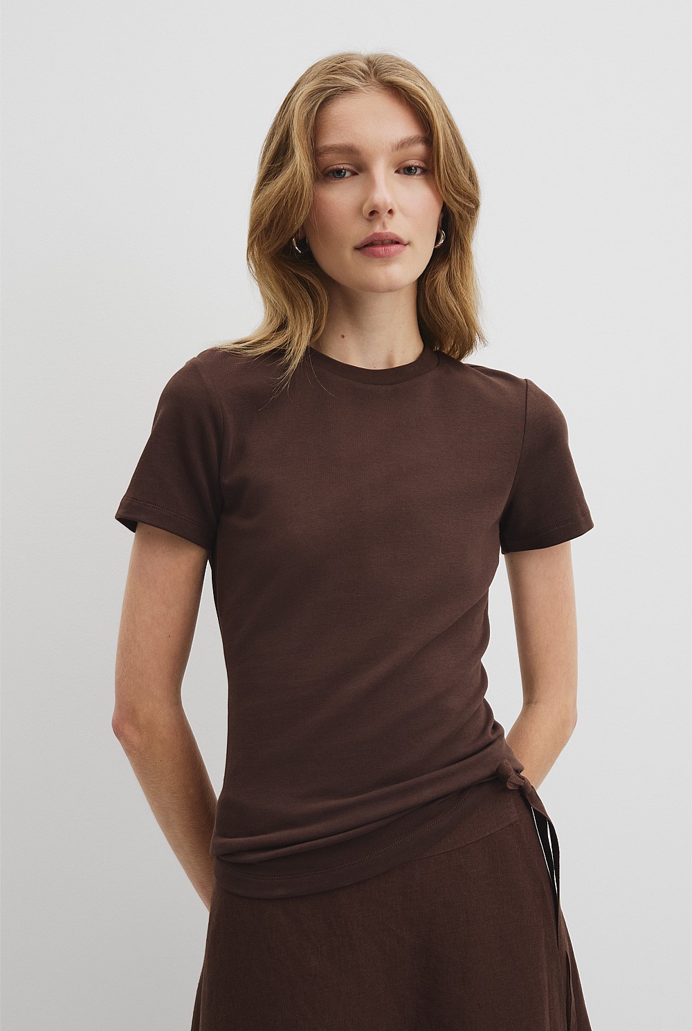 Australian Cotton Blend Fitted T-Shirt