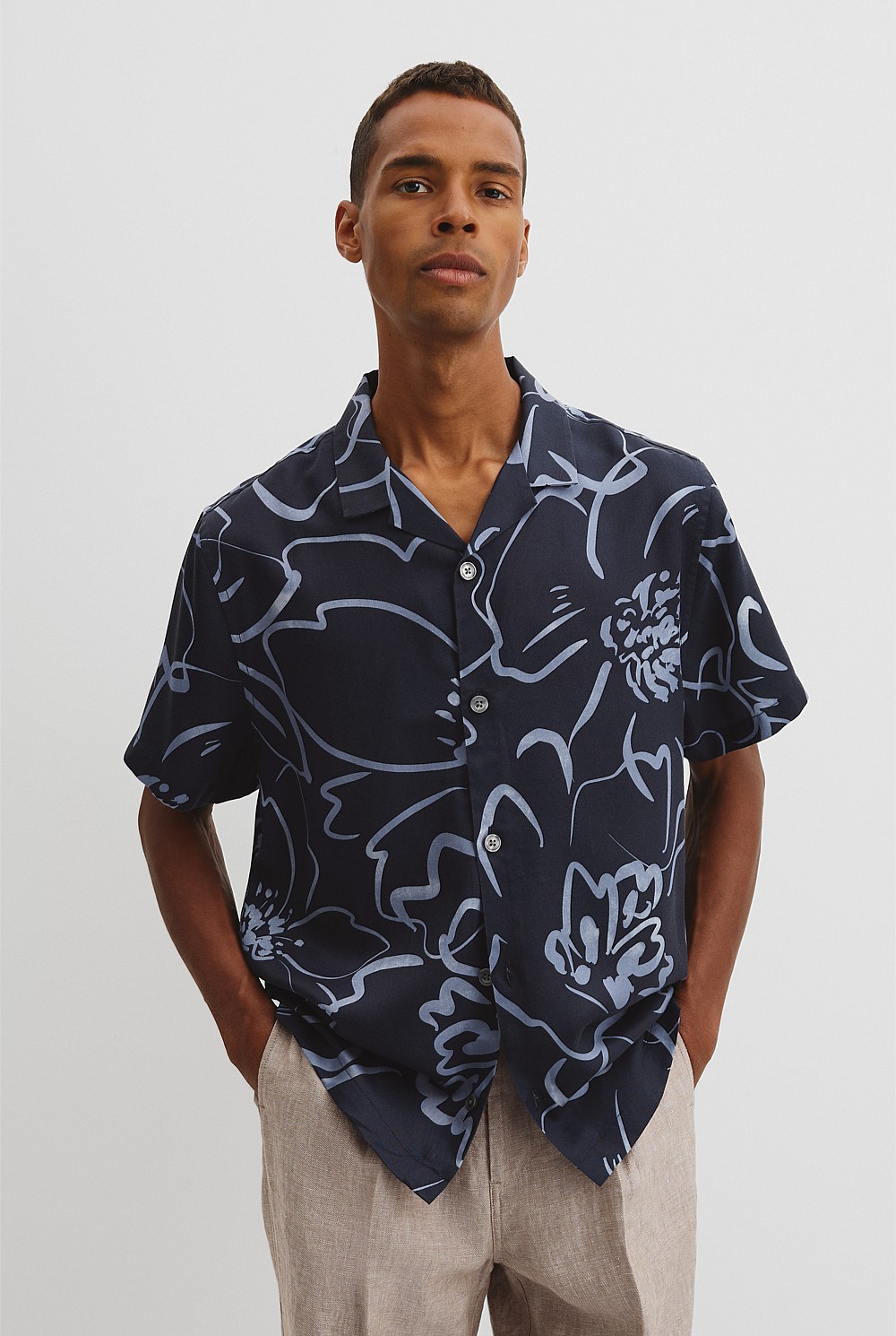 Short Sleeve Cuban Floral Print Shirt