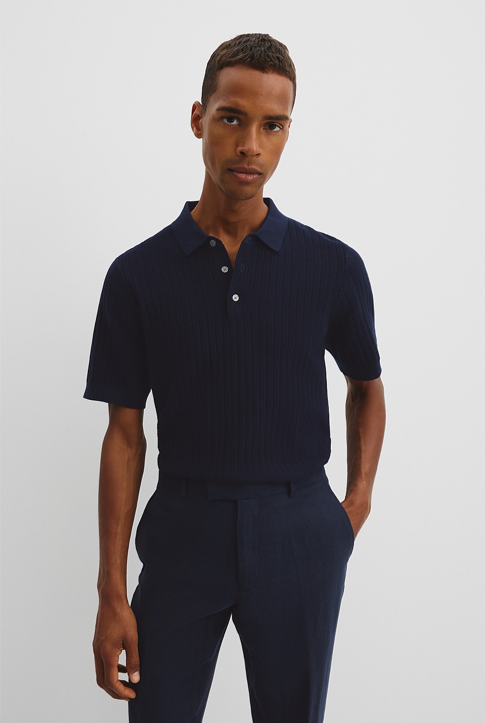 Australian Cotton Herringbone Knit Polo