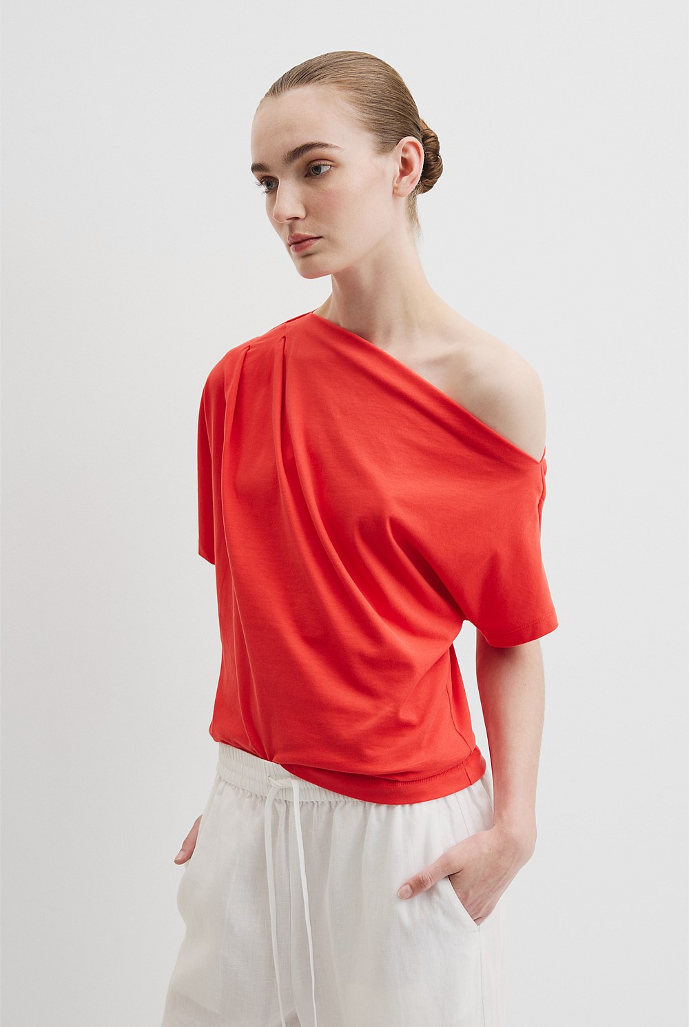 Australian Cotton One Shoulder T-Shirt