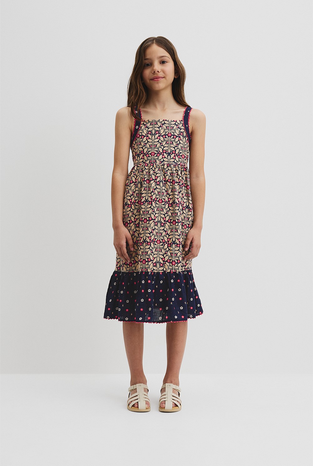 Organically Grown Cotton Spliced Midi Dress