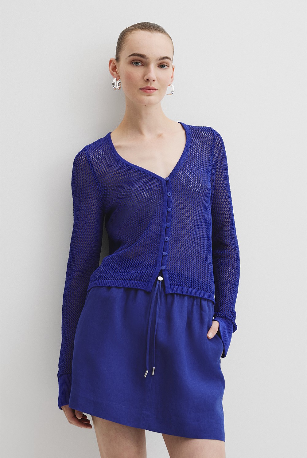 Micro Crochet Knit Cardigan