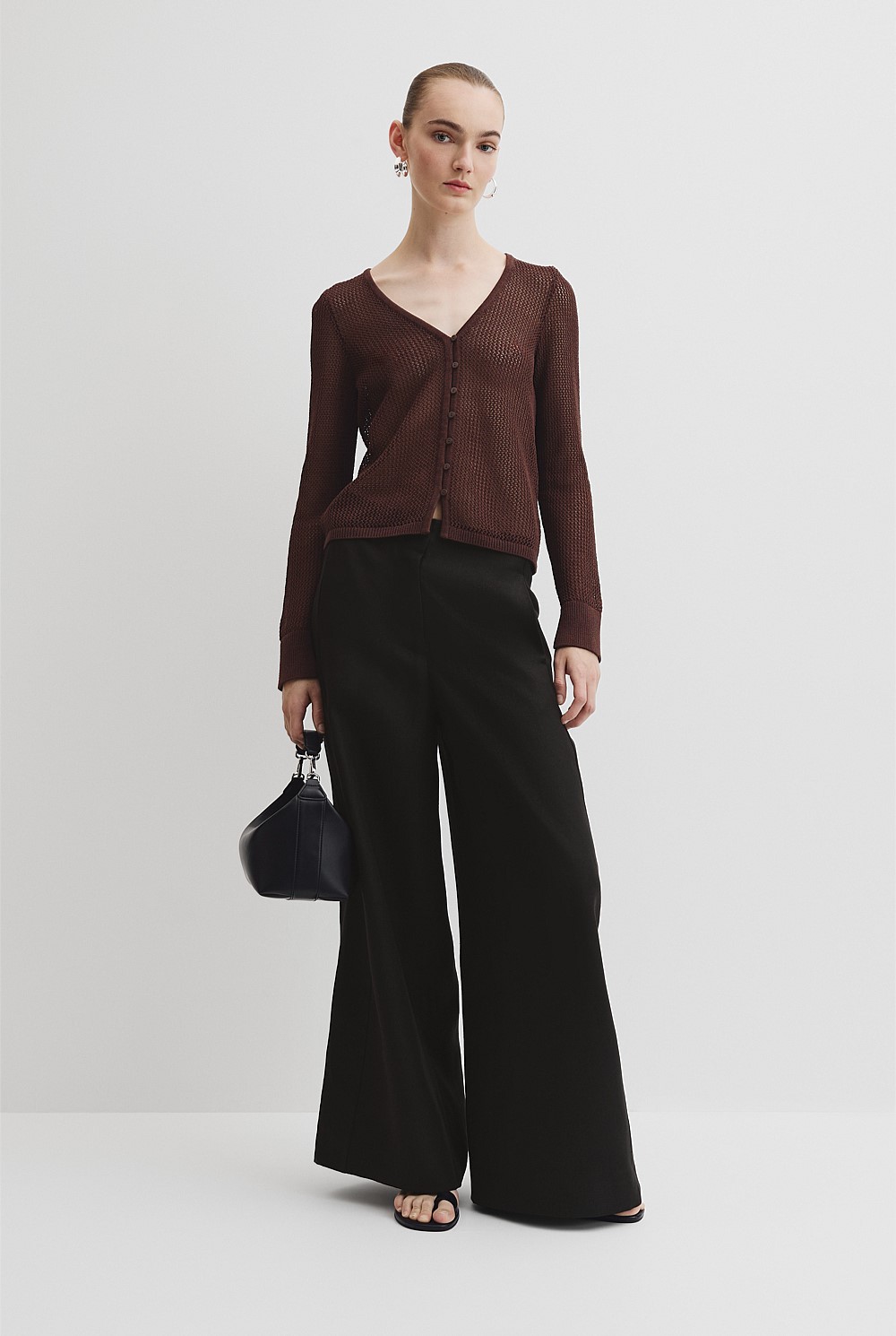 Micro Crochet Knit Cardigan