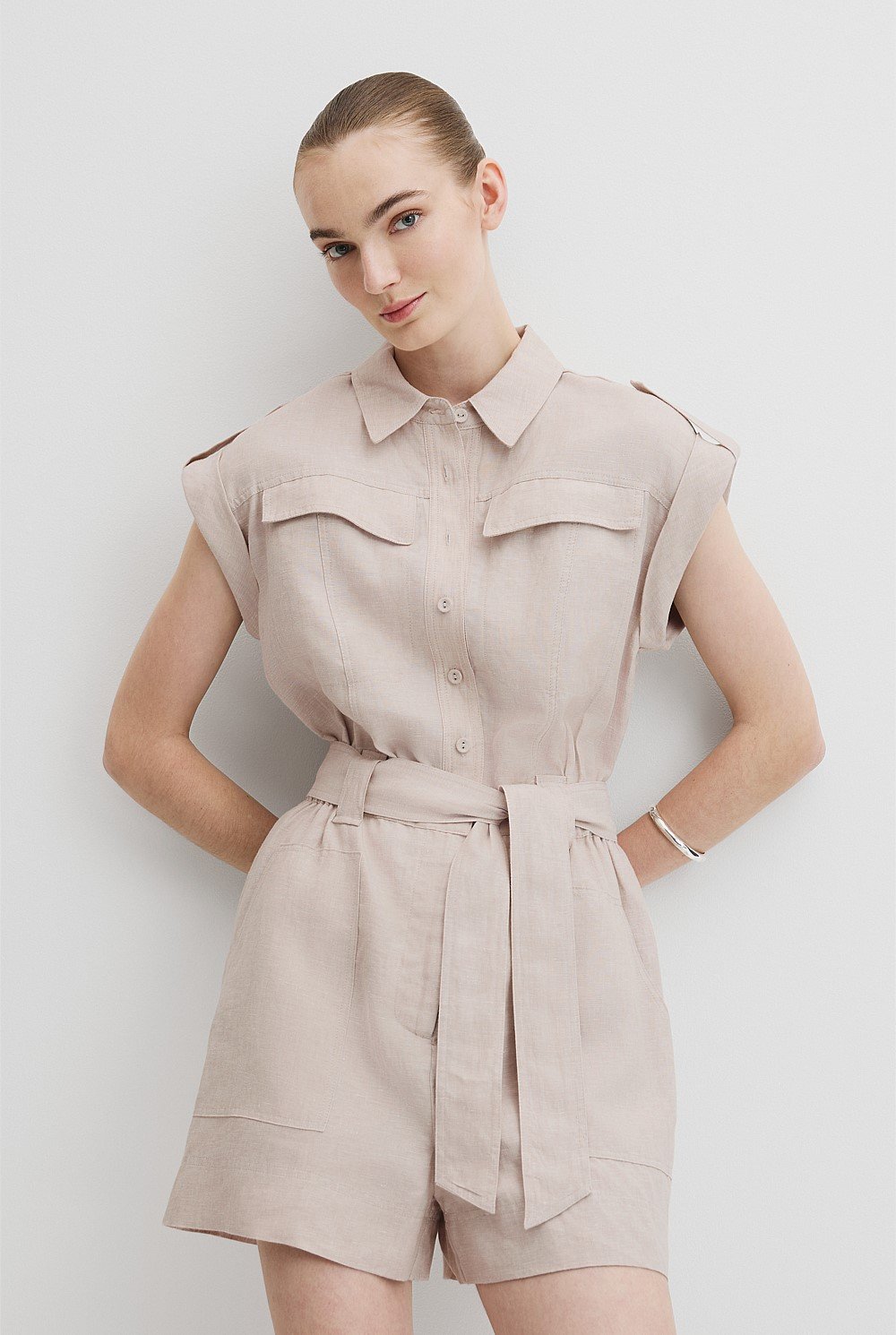 Organically Grown Linen Utility Playsuit