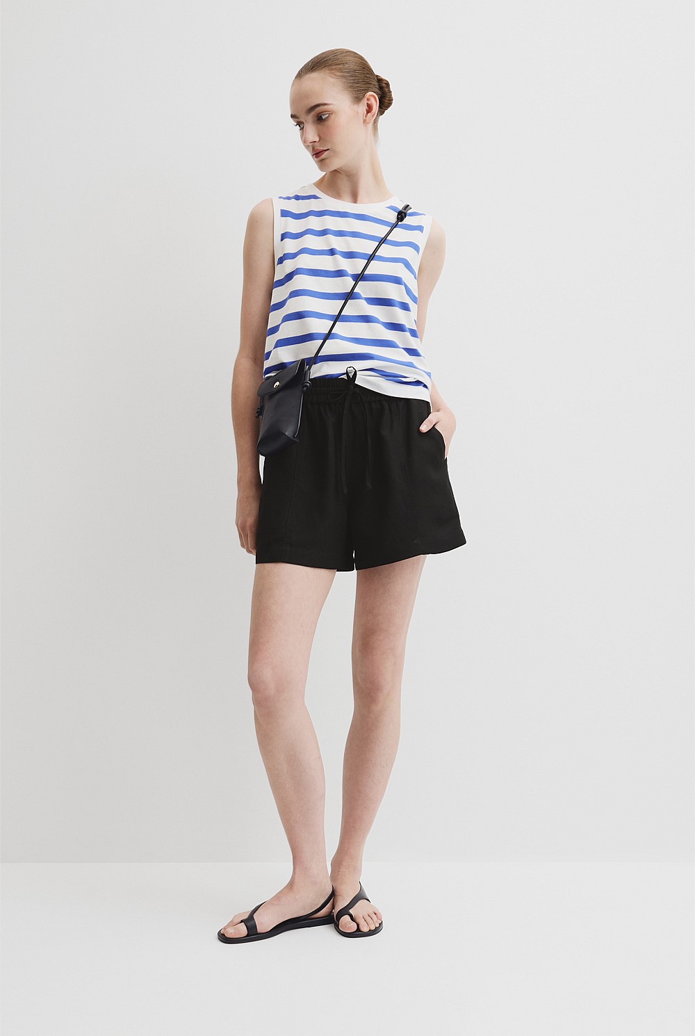 Australian Cotton Stripe Relaxed Crew Tank