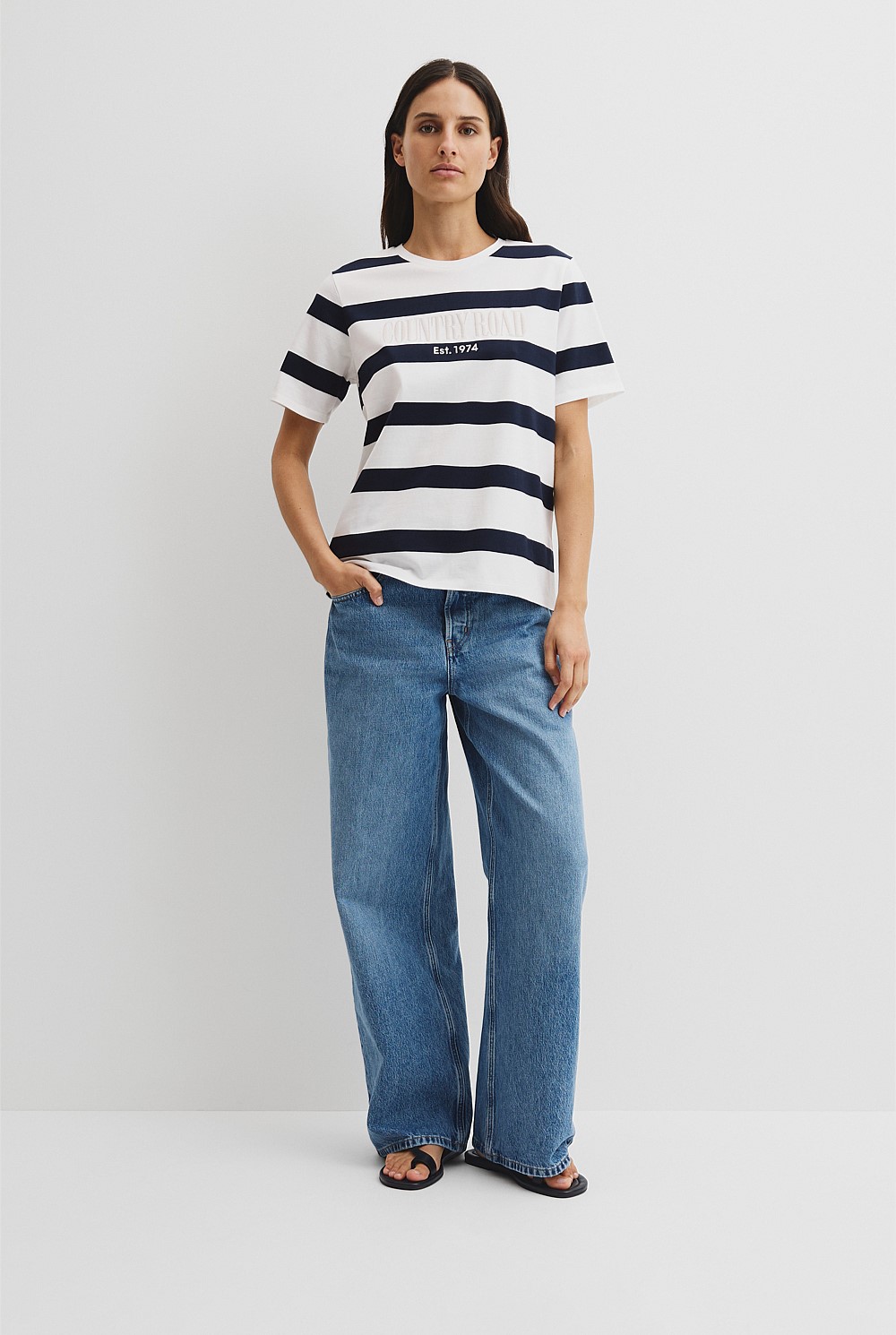 Australian Cotton Stripe Heritage Embroidered T-Shirt