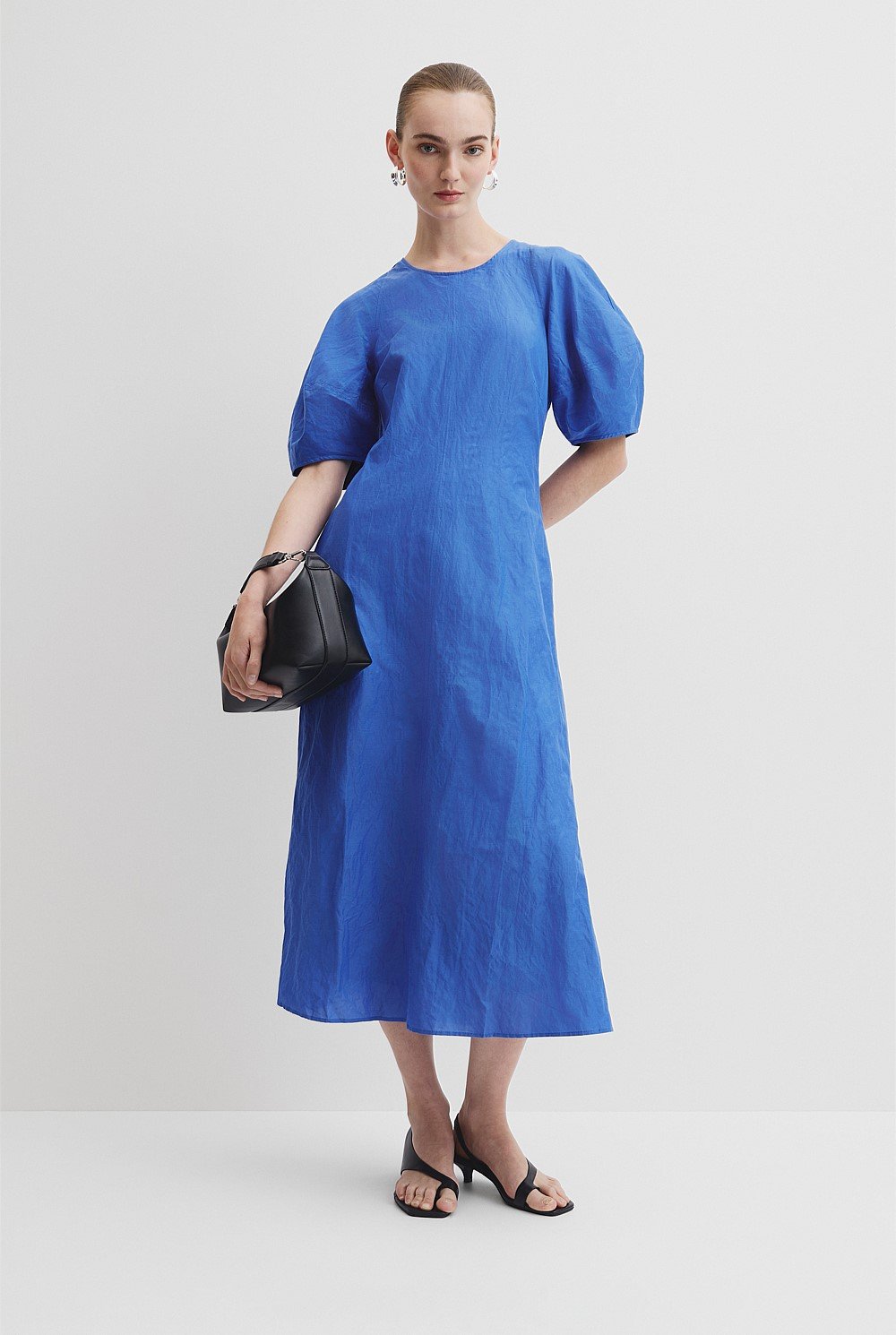 Blouson Sleeve Midi Dress
