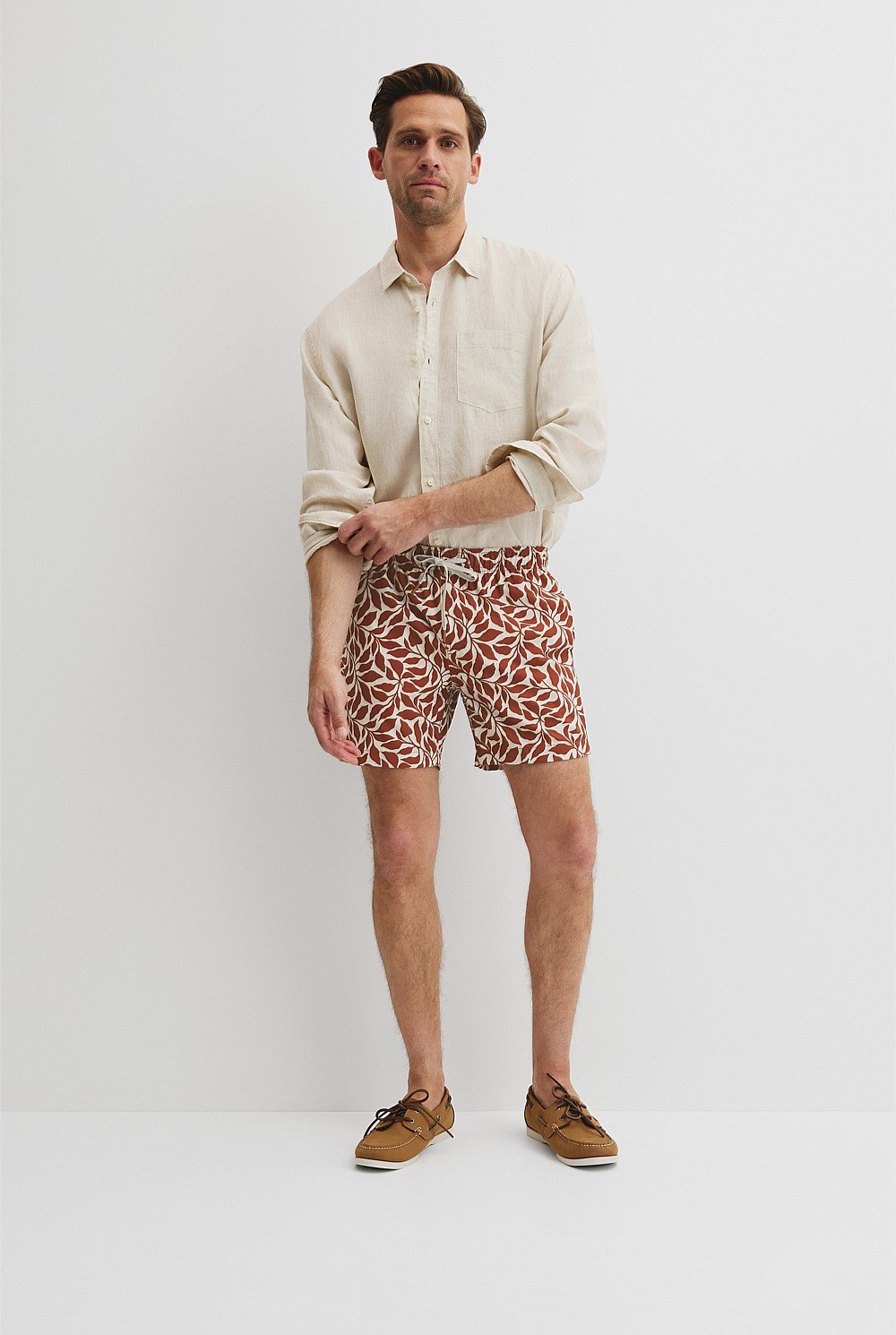 Recycled Polyester Leaf Print Swim Short