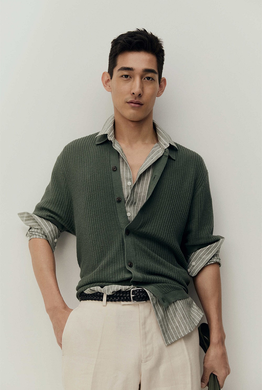 Short Sleeve Cotton Linen Knit Shirt