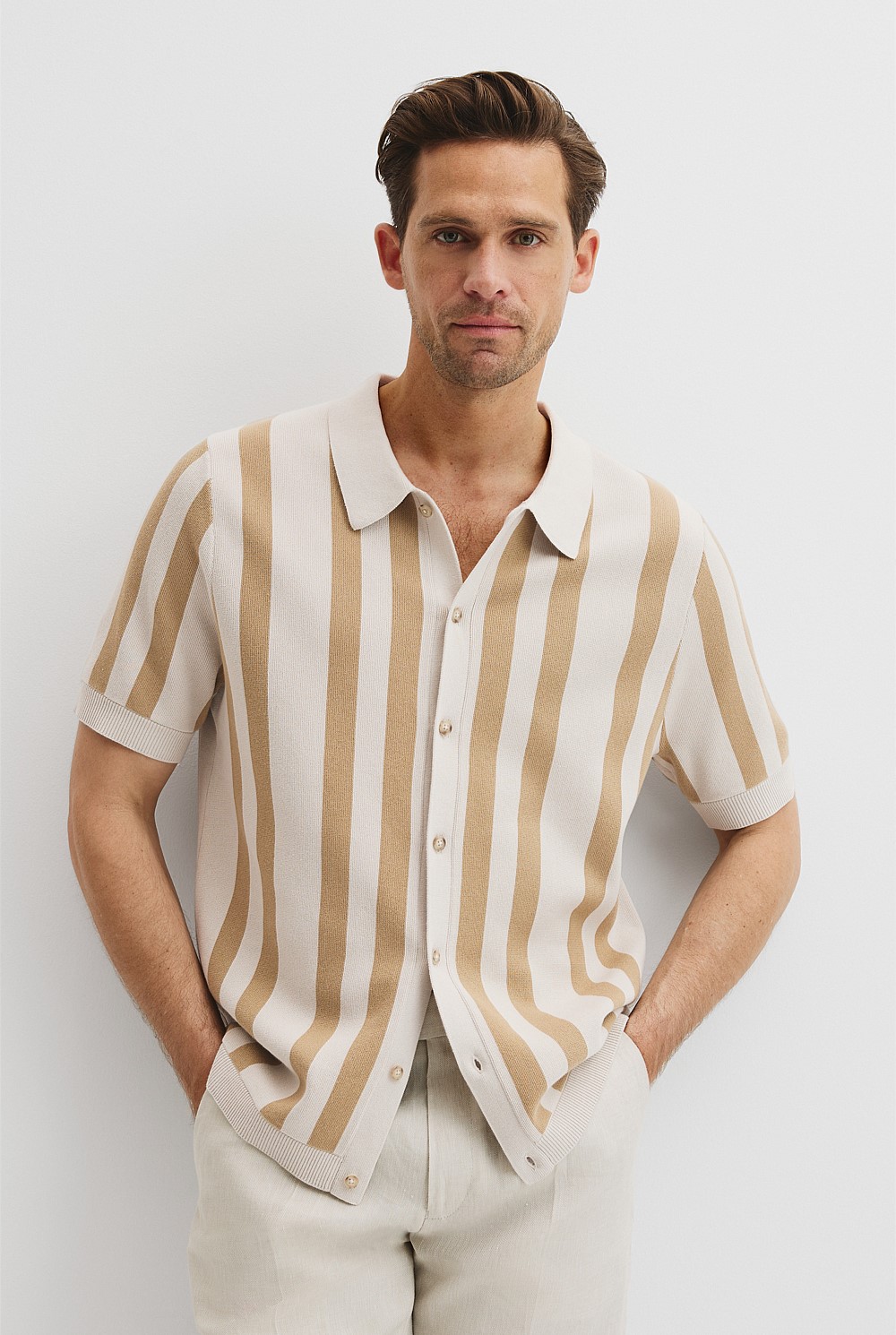 Organically Grown Cotton Stripe Knit Shirt