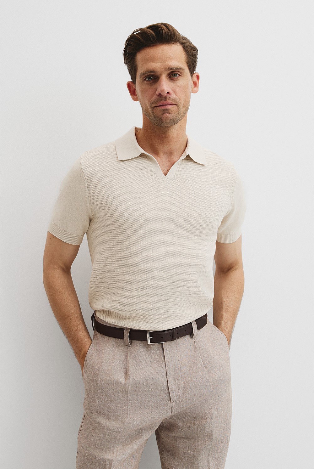 Australian Cotton Textured Knit Polo