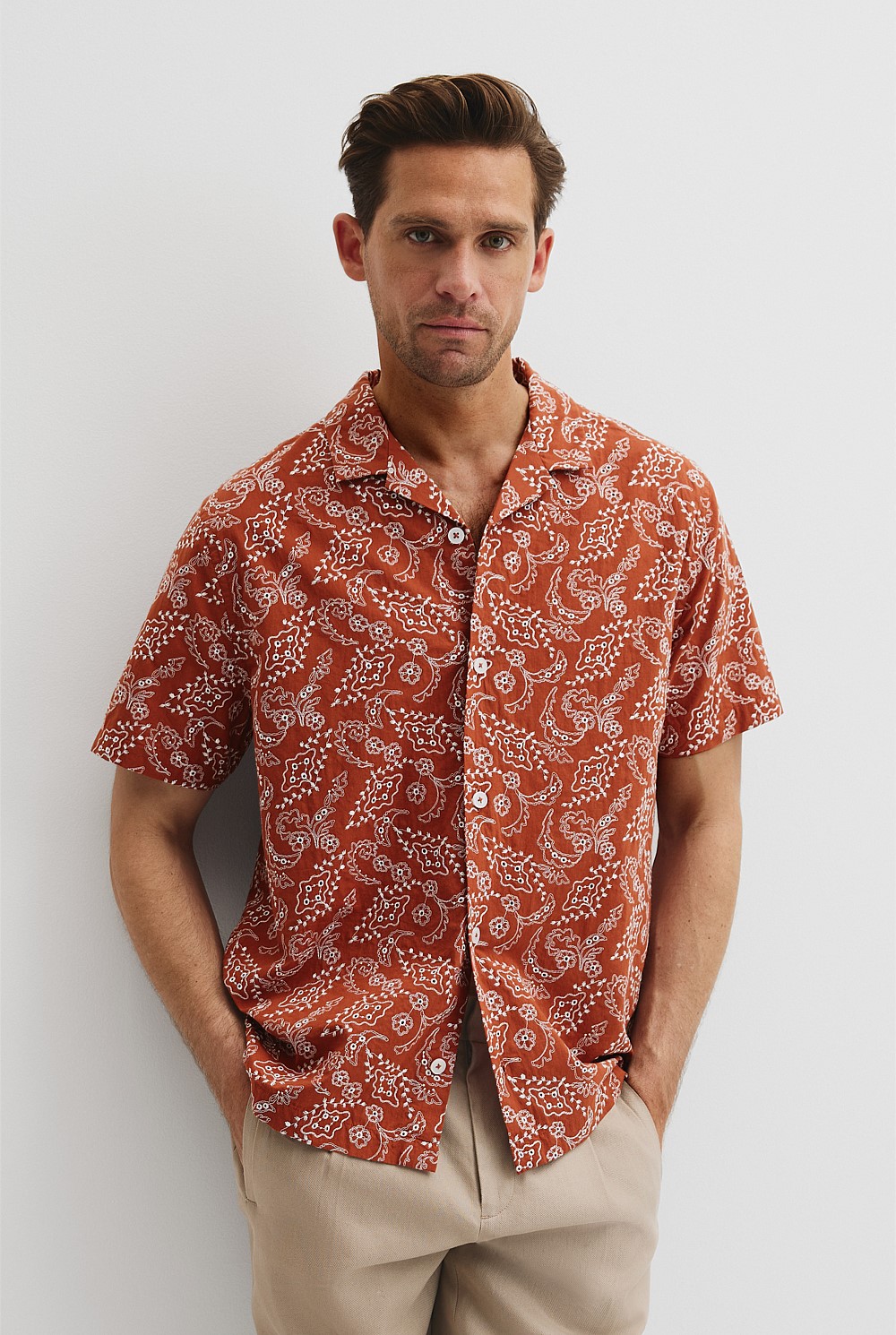 Cuban Embroidered Short Sleeve Shirt
