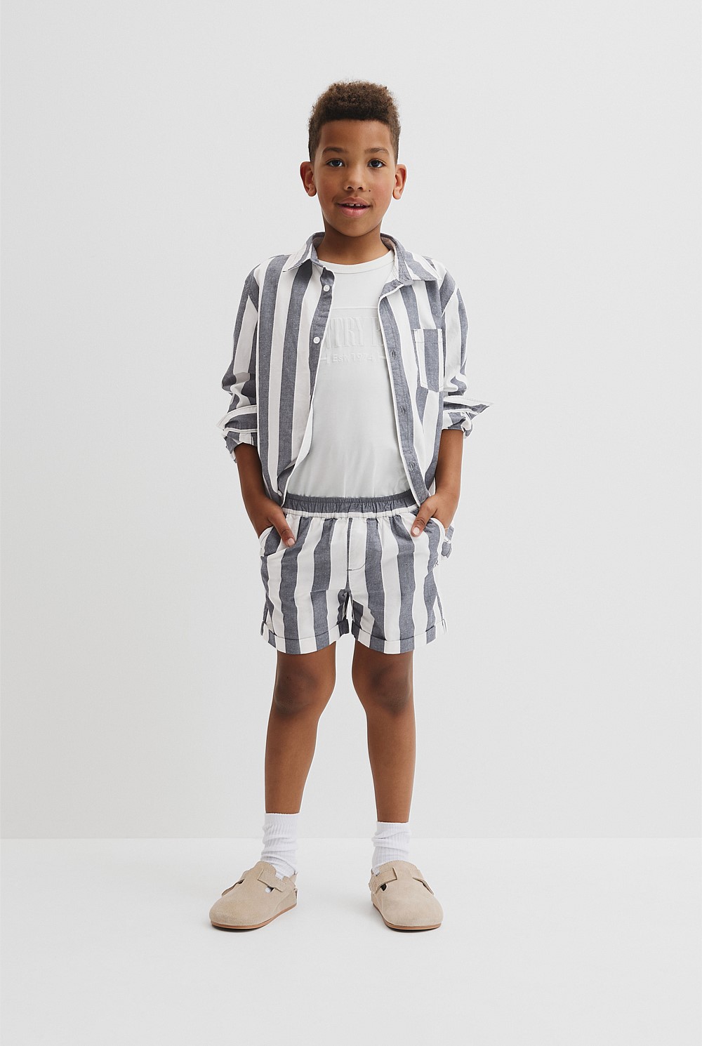 Organically Grown Cotton Blend Stripe Pull-On Short