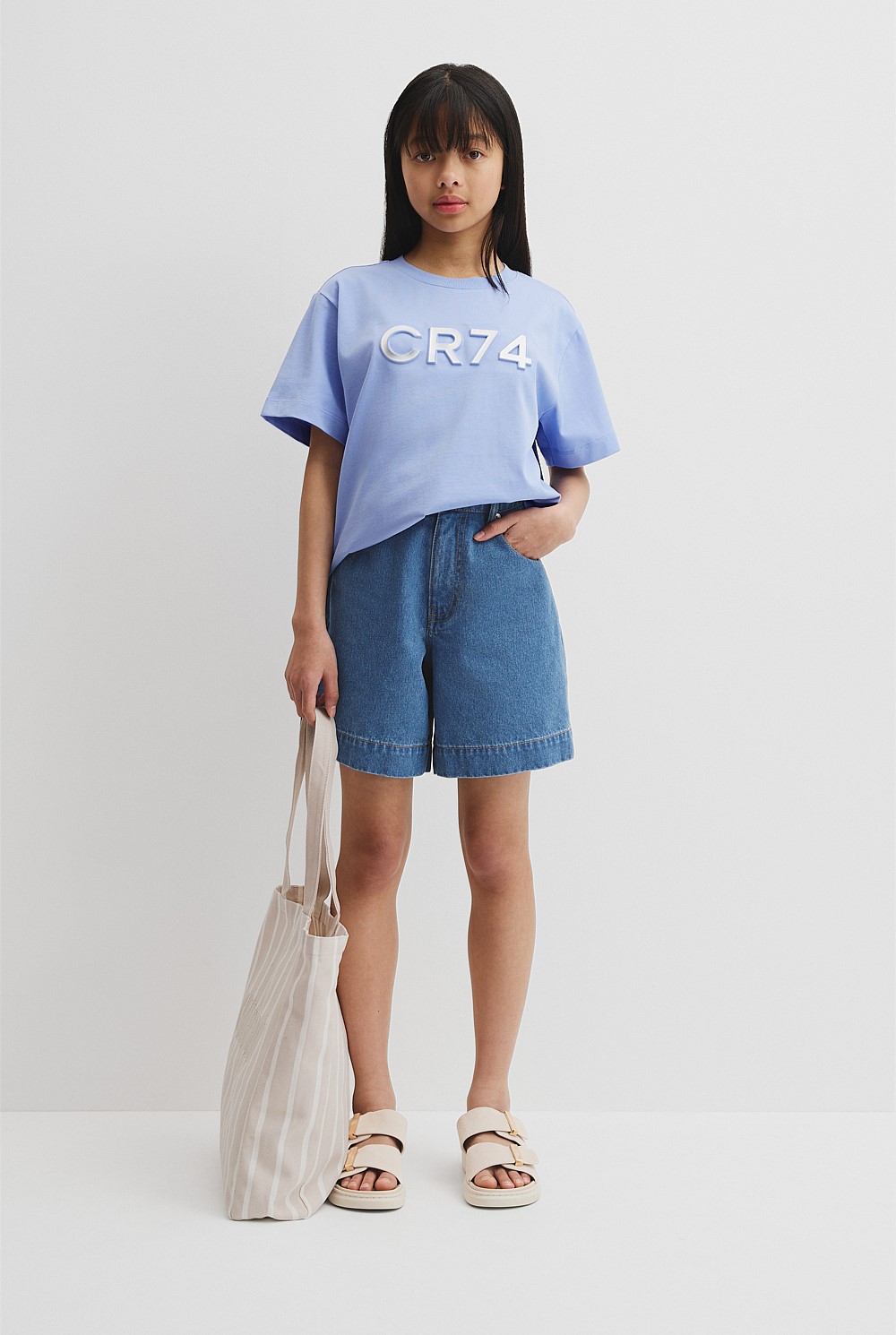 Teen Recycled Cotton Blend Longline Logo T-Shirt